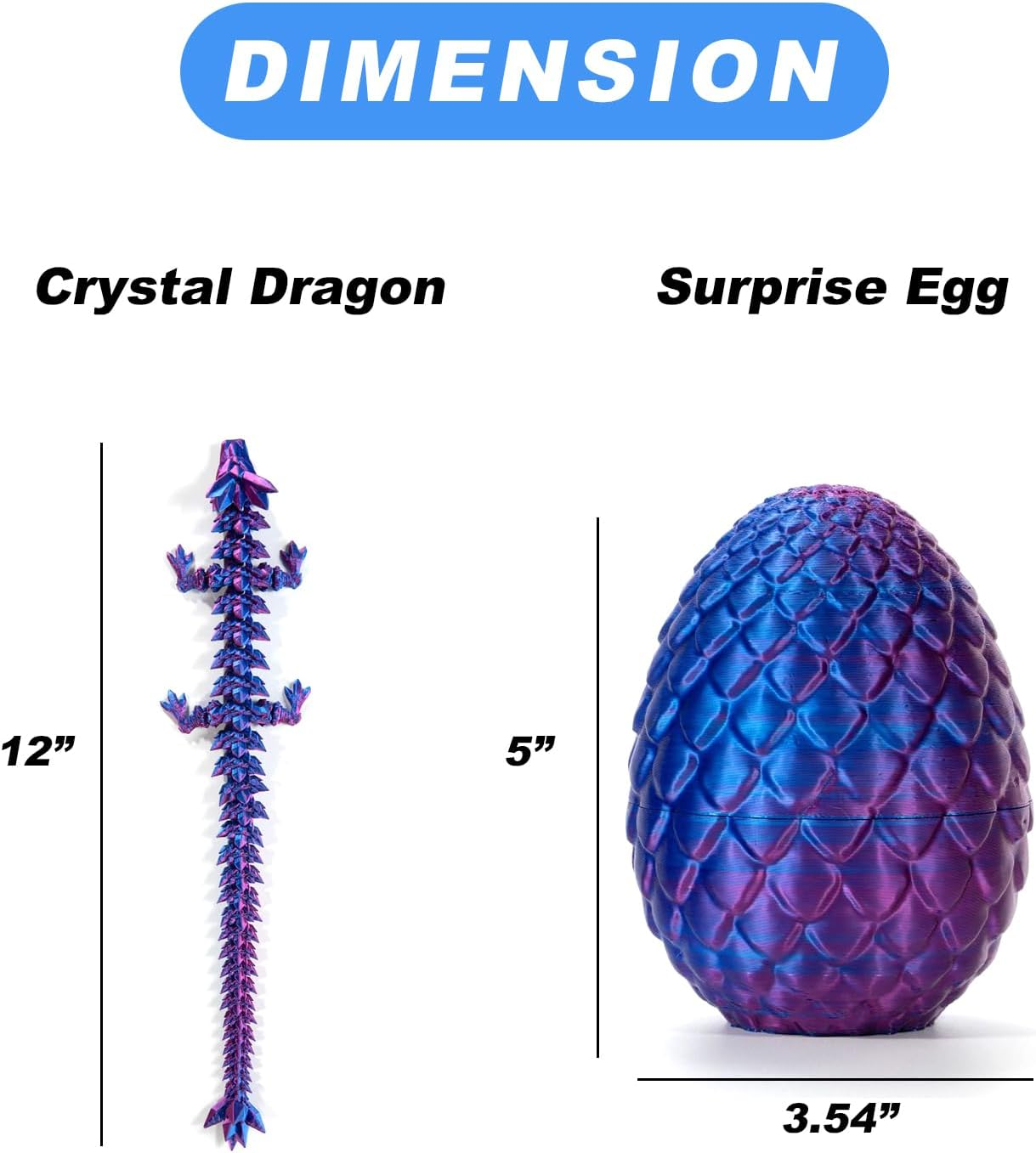 3D Printed Dragon in Egg, Full Articulated Dragon Crystal Dragon with Dragon Egg, Home Office Decor Executive Desk Toys, Adults Fidget Toys for Autism/Adhd (Laser Yellow&Green, 12") image number 4