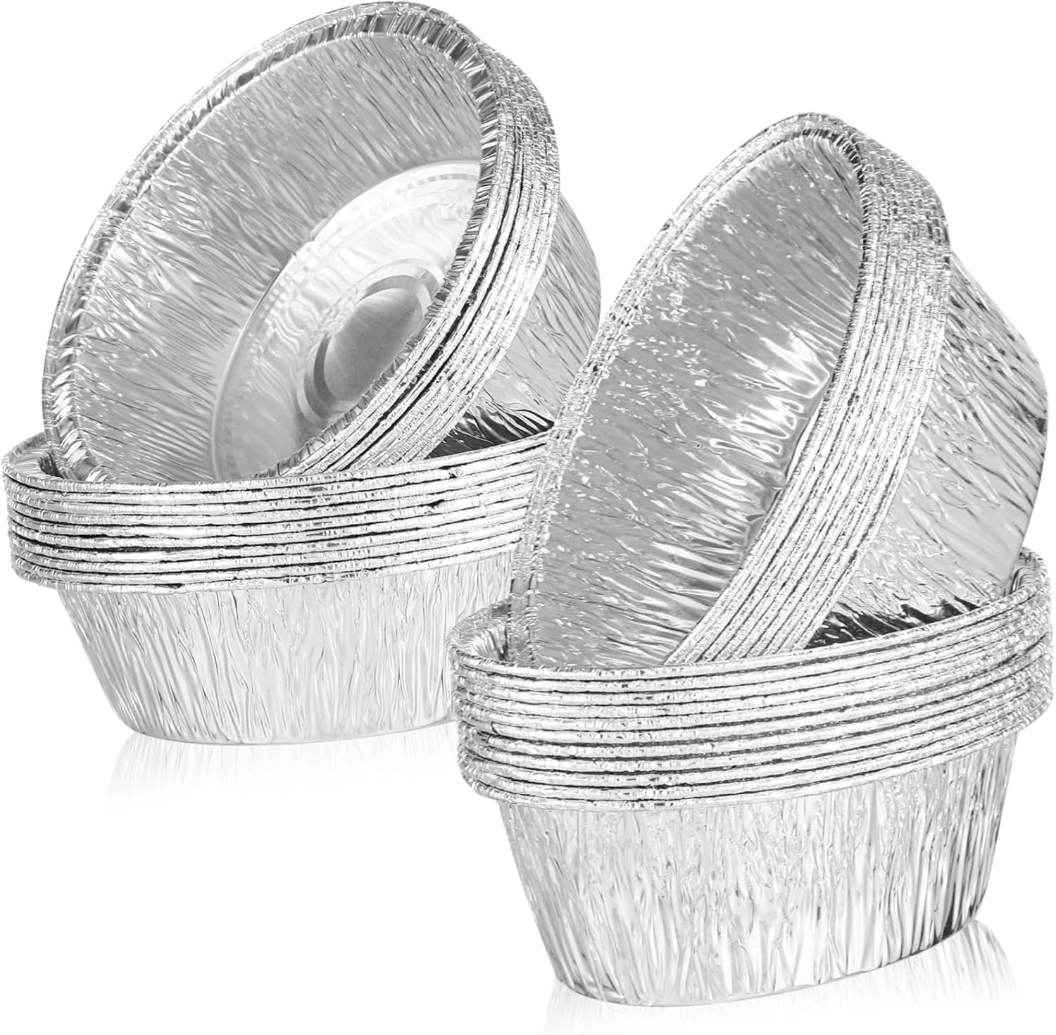 40Pcs Aluminum Foil Pie Pans - round and Oval Disposable Baking Dishes for Pies Tarts and Desserts - Ideal for Parties and Freezing image number 2