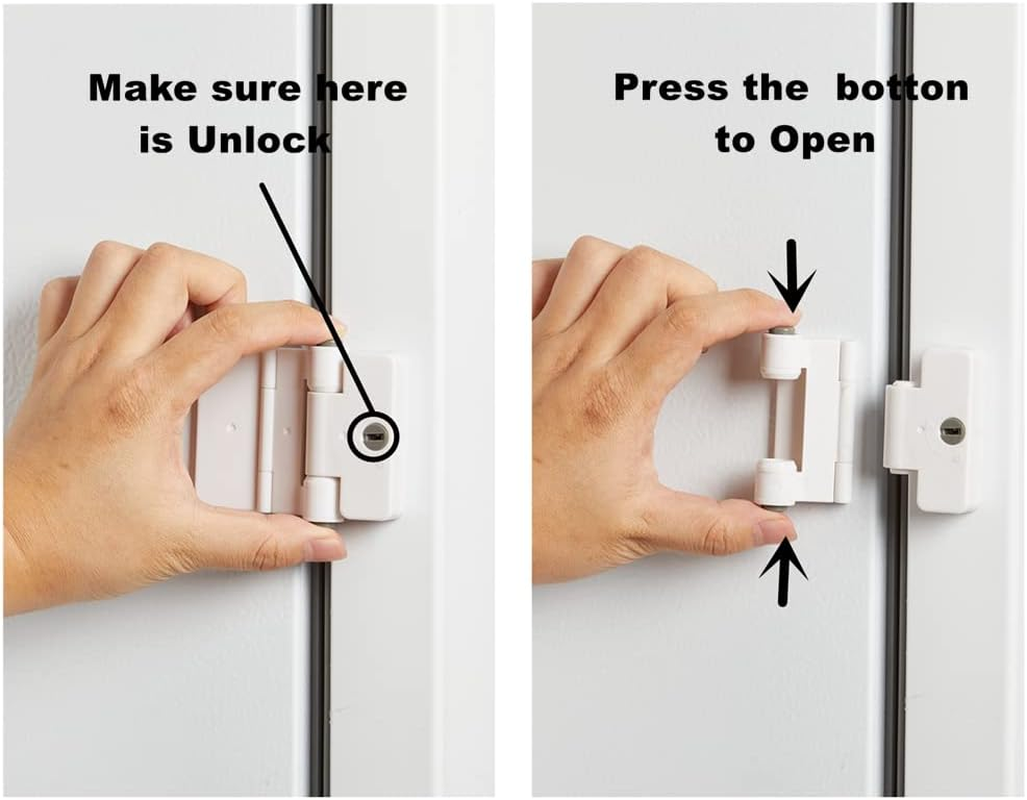 2 Pack Refrigerator Door Locks Double Button Adhesive Fridge Lock with Keys, File Drawer Lock, Child Proof Freezer Door Lock and Child Baby Safety Cabinet Locks image number 4