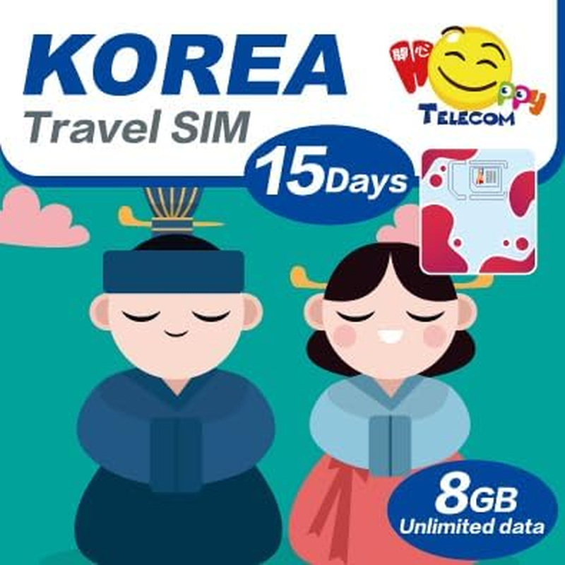 Happy South Korea 15 Days Unlimited Data Travel Sim Card | 8GB of 4G LTE High-Speed Data Then 128Kbps | No Daily Limit | No Registration Required | Easy Activation image number 6