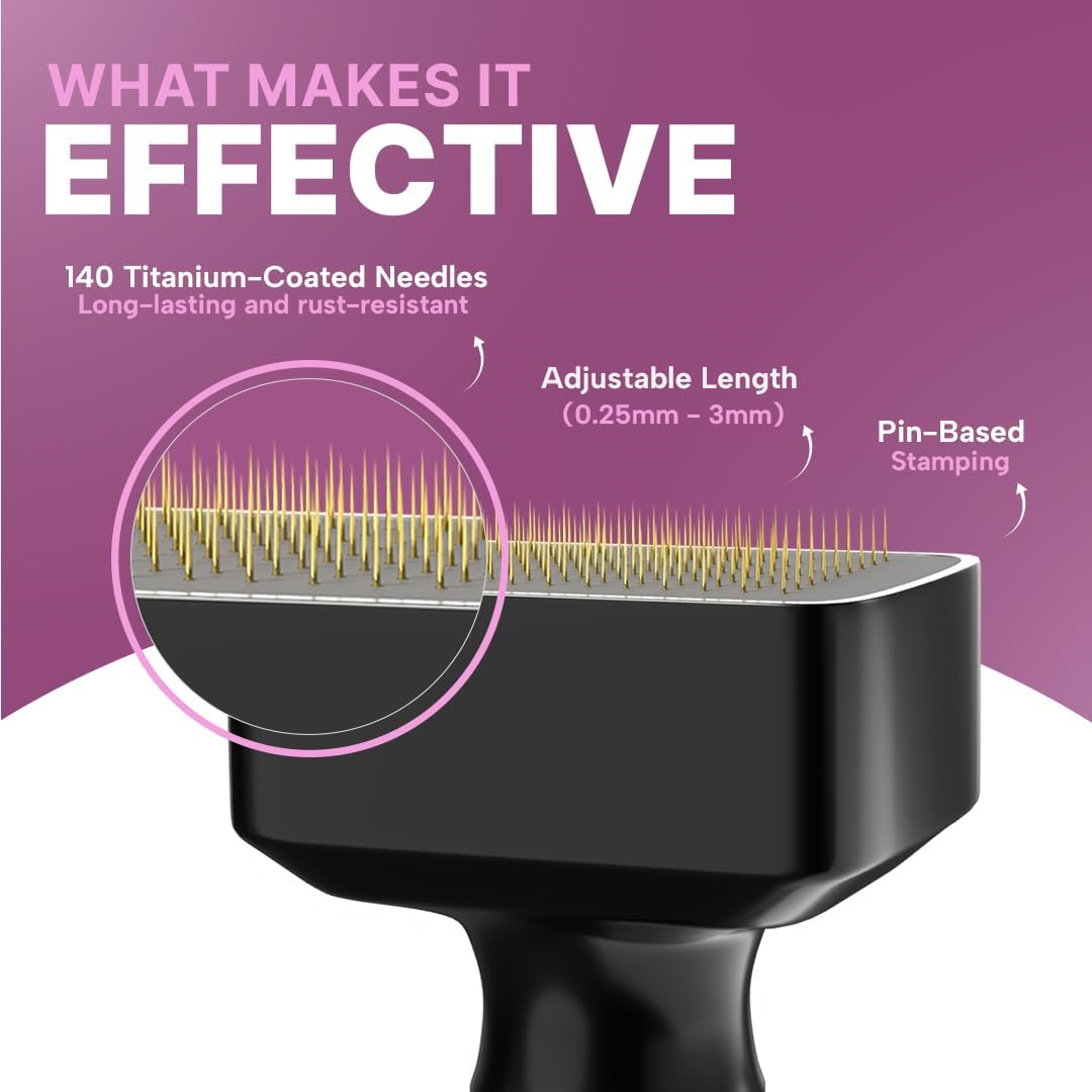 Sotrue Hair Growth Derma Stamp, Titanium Coated Adjustable Needles 0.25Mm to 3Mm, 140 Microneedling Stamp for Skin Repair, Face, Hair & Beard Growth, Safe & Effective to Use, Reduces Acne Scars image number 5