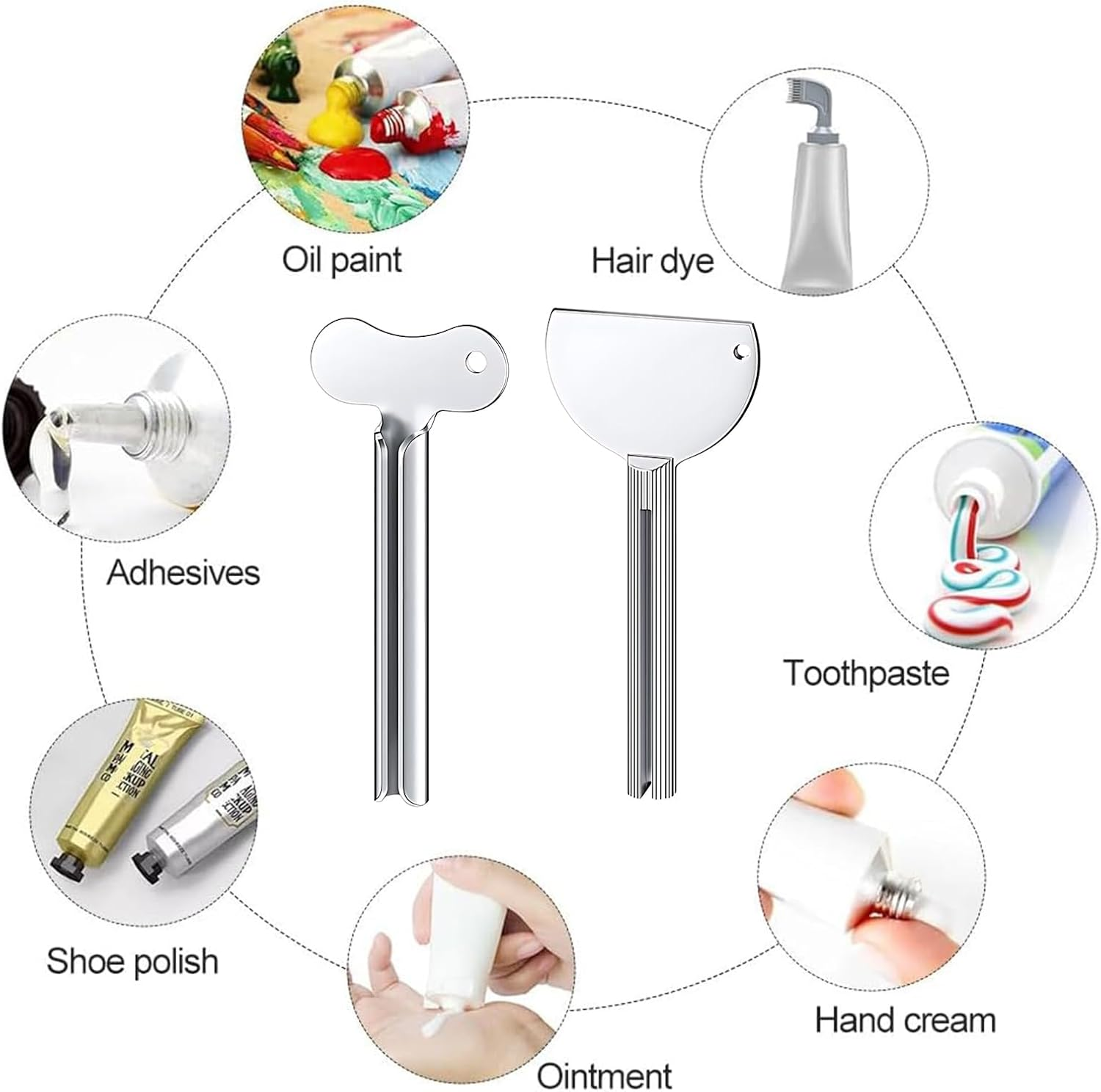 Itadaku 4 Pcs Metal Tube Squeezer Key, Stainless Steel Toothpaste Roller, Tube Squeezer for Cosmetics, Shoe Polish, Hair Dye, Pigments, Perfect for Kitchen, Bathroom & Studio Use image number 4