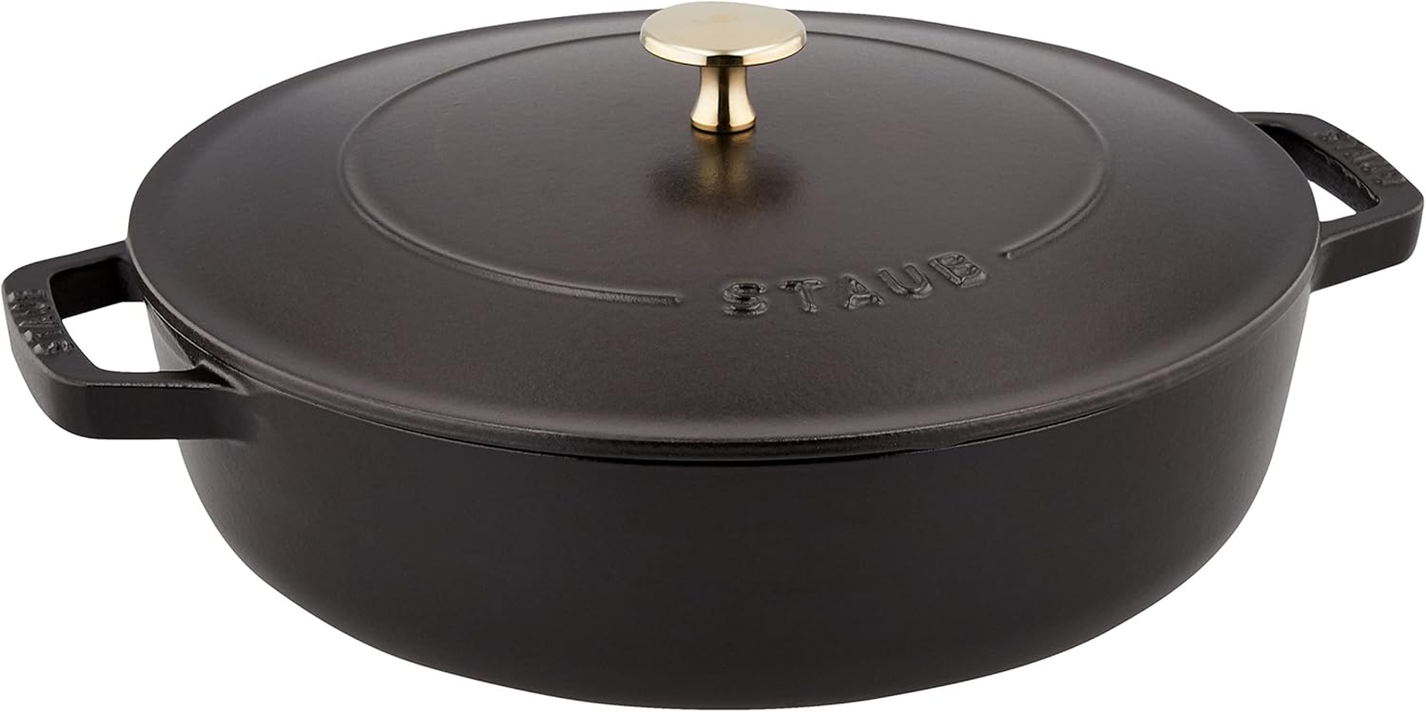 Staub Braiser 40506-542 Saute Pan, Black, 10.2 Inches (26 Cm), Large, Both Handed, Cast Enameled Pot, Sukiyaki, Induction Compatible image number 1
