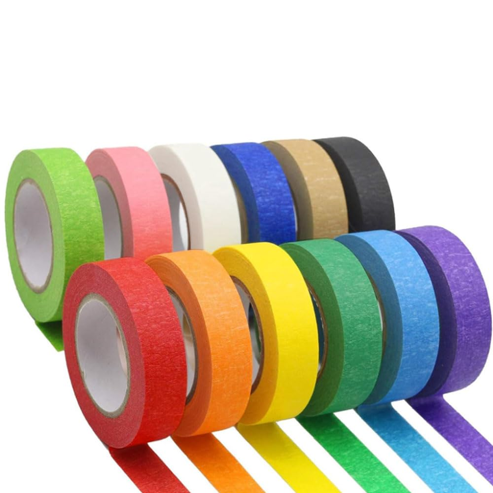 Armastuse 12 Rolls Colored Masking Tape 14.63 M per Roll, Rainbow Colors Painters Tape, Colored Painters Tape, Craft Tape, Labeling Tape, Paper Tape for Bullet Journals, Party Decorations, DIY Craft image number 2