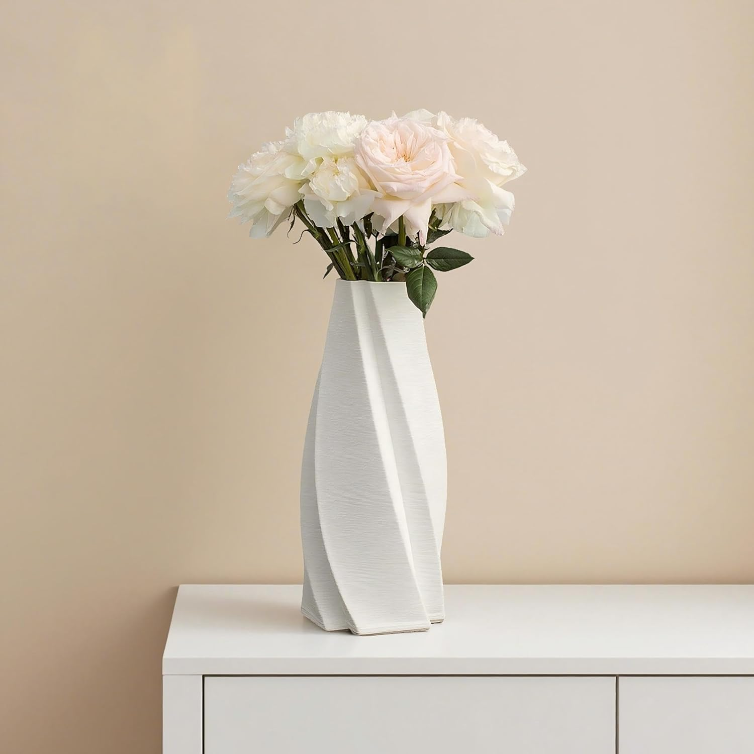 Ballarart CO Ceramic Vase for Home Decor - White Flower Vase Living Room Decor, Modern Decorative Vase with Anti-Slip EVA Base image number 2