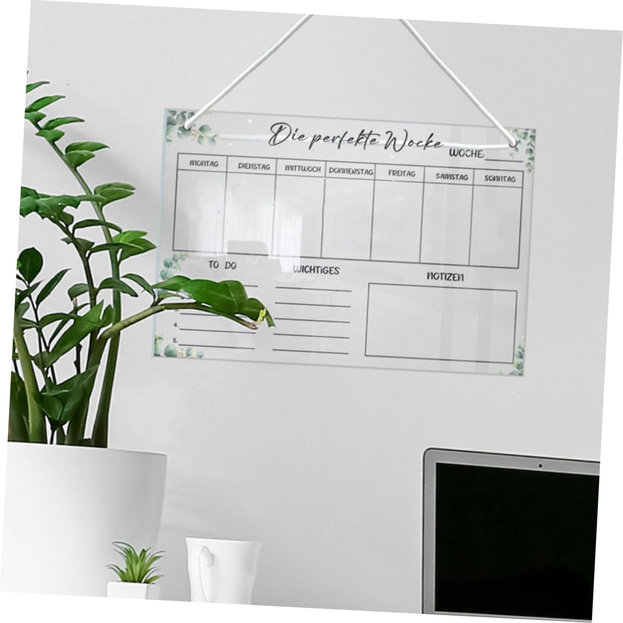 NUOBESTY 1Set Hanging Dry Erase Board for Daily Planning Smooth Wall Planner Reusable Memo Board Hooks String Organize Your Schedule Efficiently image number 5