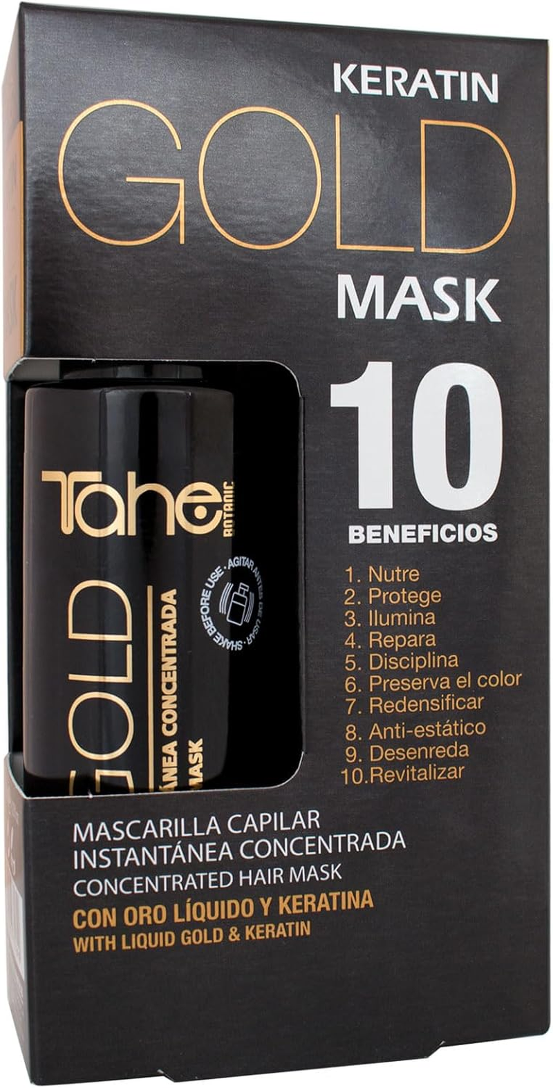 Tahe Keratin Gold Mask Concentrated Instant Hair Mask with Liquid Gold and Keratin, 125 Ml