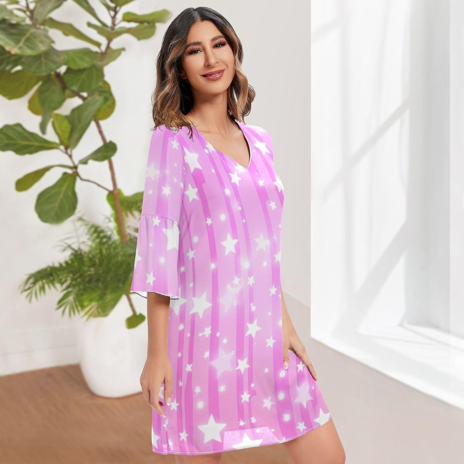 Stars Pastel Western a Line Dress Printed Maternity Dress Party S-XXL image number 3