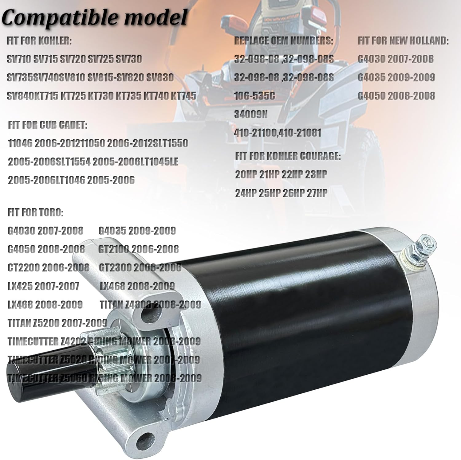 Kohler Starter 7000 Series Mowers Compatible with KT715 KT725 KT730 KT735 KT740 KT745 Courage Twin SV710 SV715 SV720 SV730 SV735 SV740 SV810 SV820 SV830 SV840 3209801 3209803 3209804 3209808 image number 5