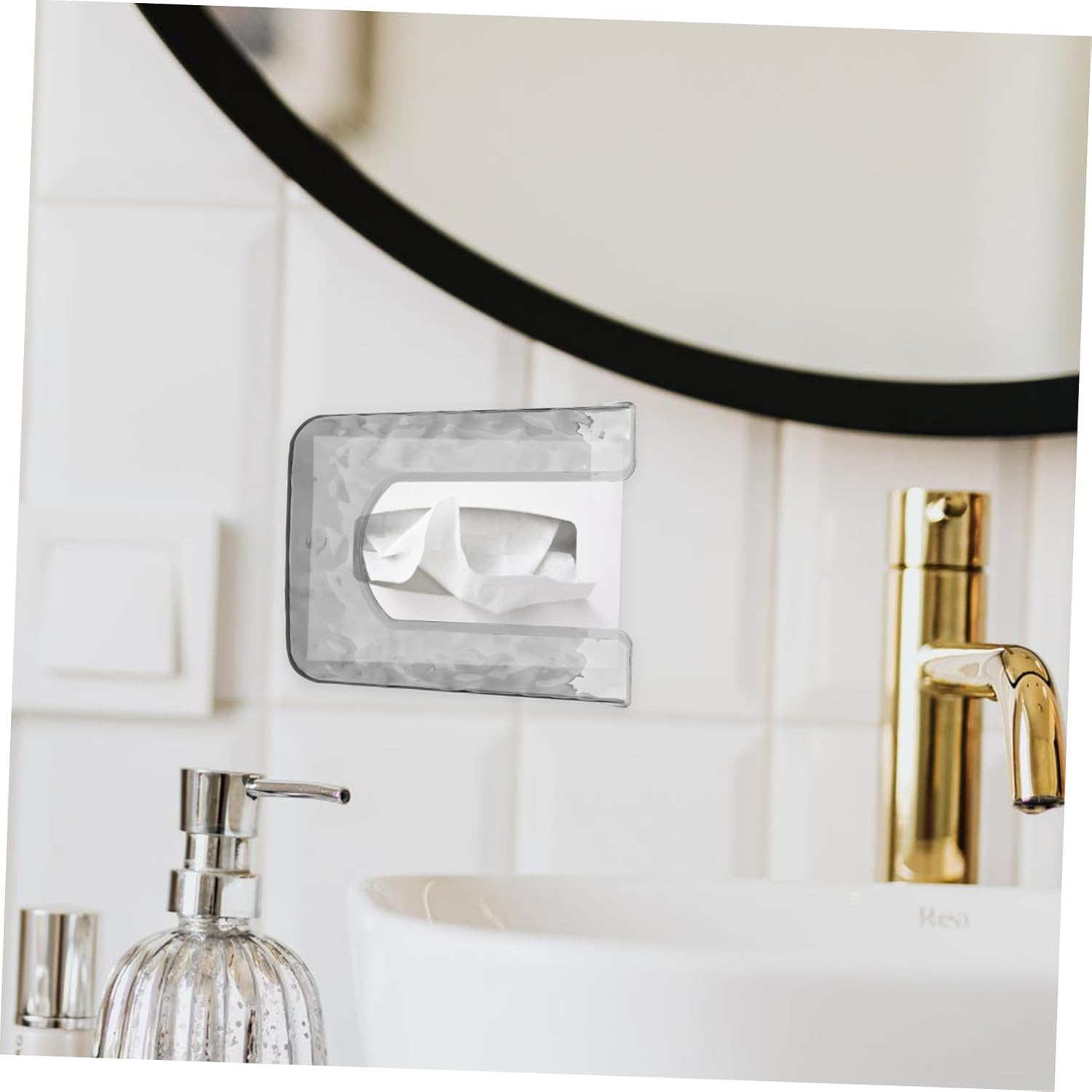 WOONEKY Space-Saving Wall-Mounted Tissue Box Dispenser Holder for Wet Wipes Modern Bathroom Accessory image number 4