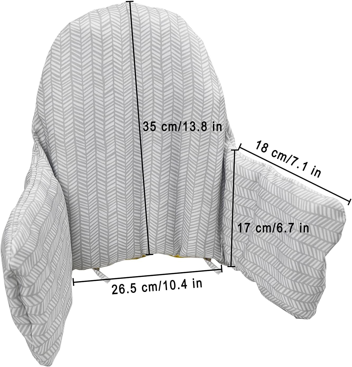 High Chair Cushion, Type High Chair Cover Pad, 2 Pieces Pad for High Chair,Highchair Cushion for IKEA Antilop Highchair, Built-In Inflatable Cushion (Gray Stripes and Stone Flowers) image number 1