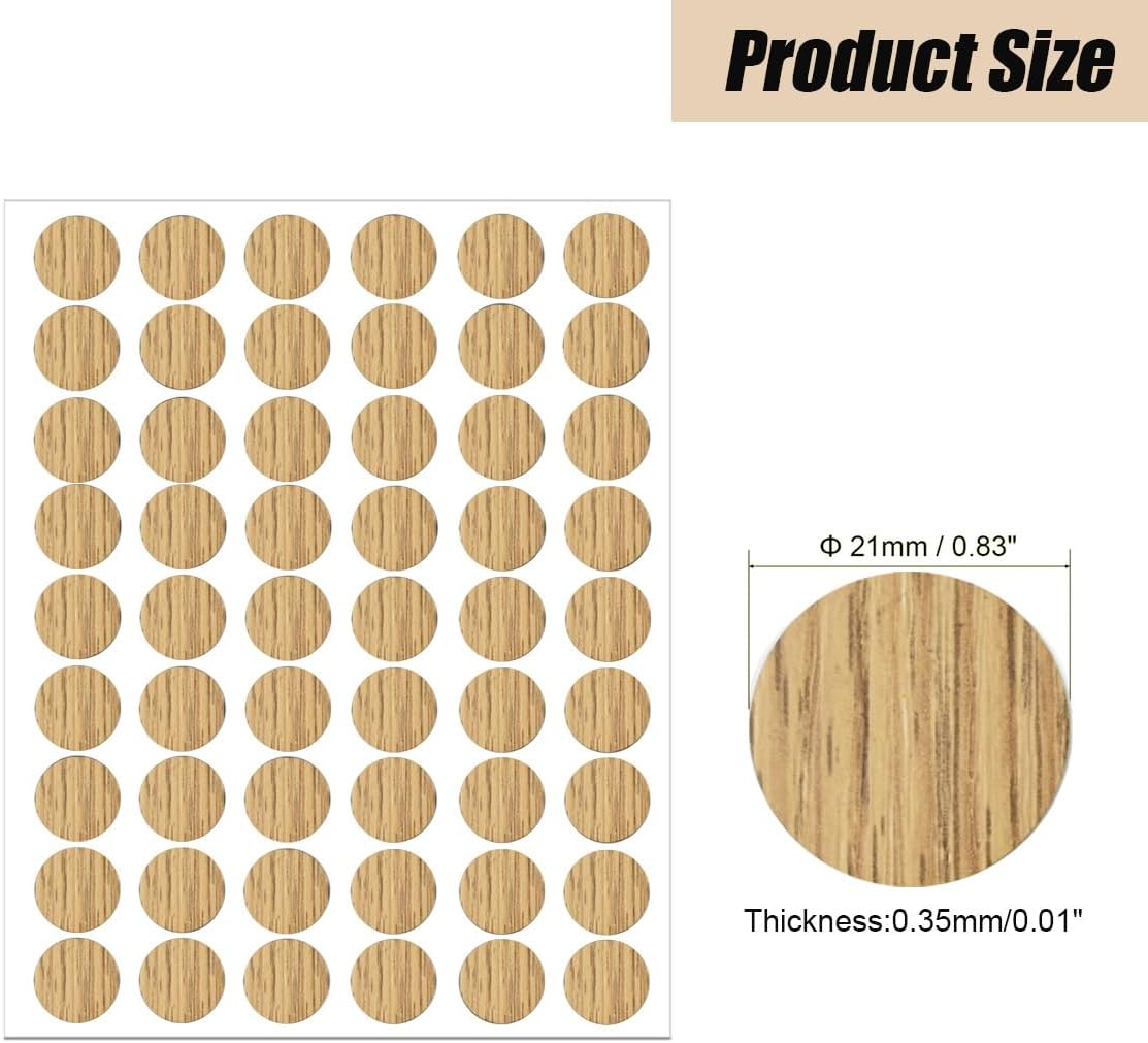 LICQIC Screw Hole Covers Stickers, Self Adhesive Screw Cover Caps Stick on Furniture Sticker Screw Hole, 54 Pcs Natural Oak, 21Mm - Dark Brown image number 3