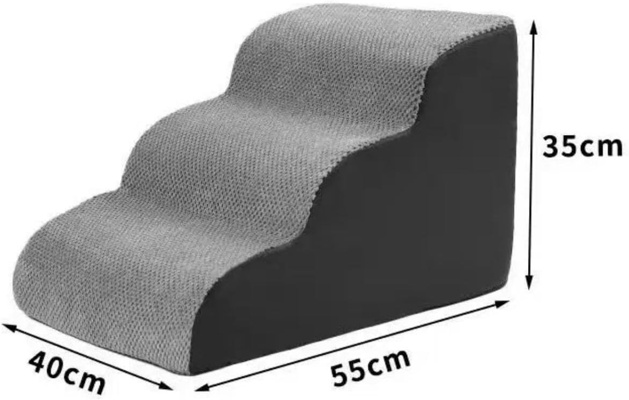 Funtaki Dog Stairs for Small Dogs, Curved Dog Step for Puppy, Older Cats, Non-Slip Pet Ramp for Sofa, Couch or Bed, Ladder with High Density Foam & Washable Cover, 3 Steps