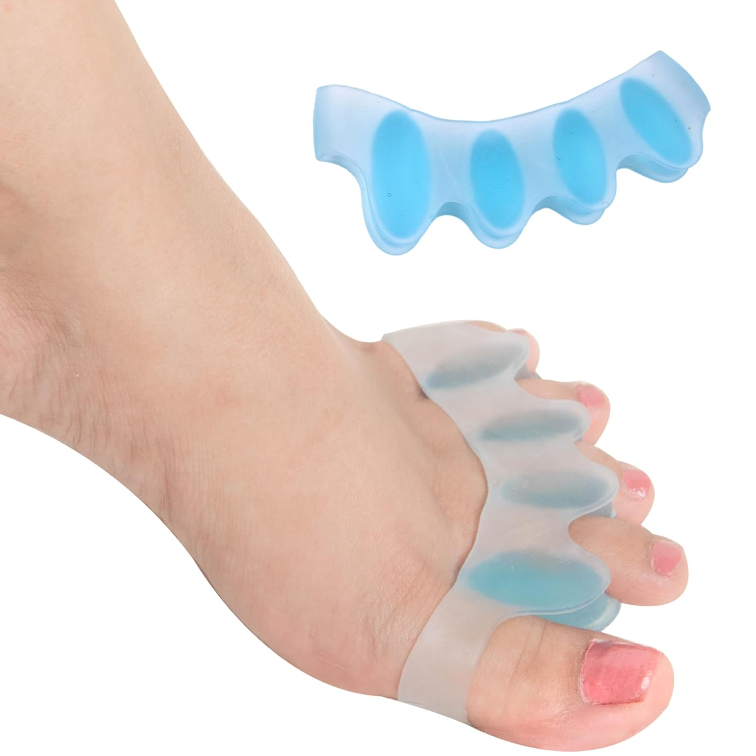 Wonder Care [ 2 Pcs] Silicone Toe Separator for Feet Gel Toe Pads Toe Big Toe Corrector Bunion Toe Straightener Yoga Toe Stretcher Hammer Toe Bunion Blue [Pair of 1]