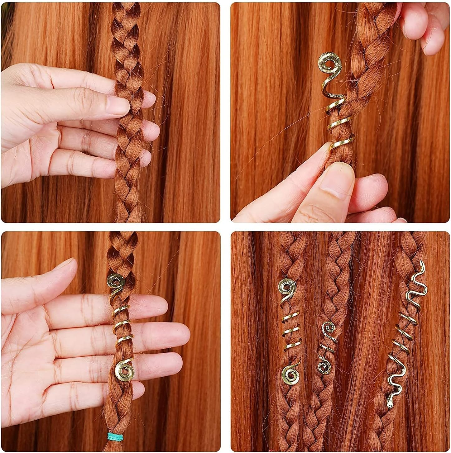 Pack of 28 Dreadlocks Jewellery Hair Spiral Clips, Adjustable Metal Cuffs Hair Braiding Beads Dreadlocks Beads Hair Accessories Braids Hair Dreadlocks Accessories (Rose Gold) - Rose Gold image number 3