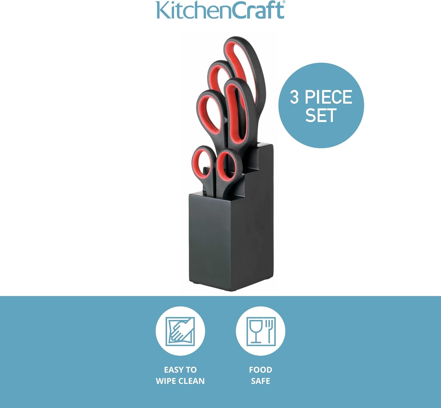 Kitchencraft Kitchen Scissors Set with Block, Multi Purpose Shears 4 Piece Set, Black image number 4