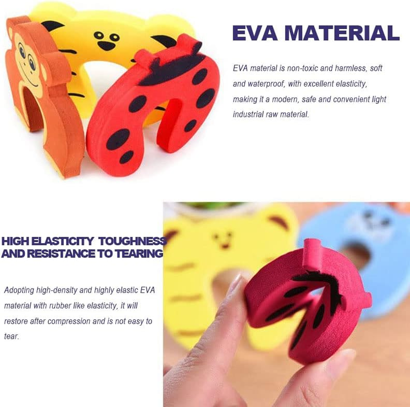 8Pcs Foam Door Stopper Baby Safety Door Stop Kids Safety Guard Finger Protector Cute Colorful Animal Foam Door Stopper for Home Kitchen Bedroom Security Cabinet Locks Door Clip image number 6