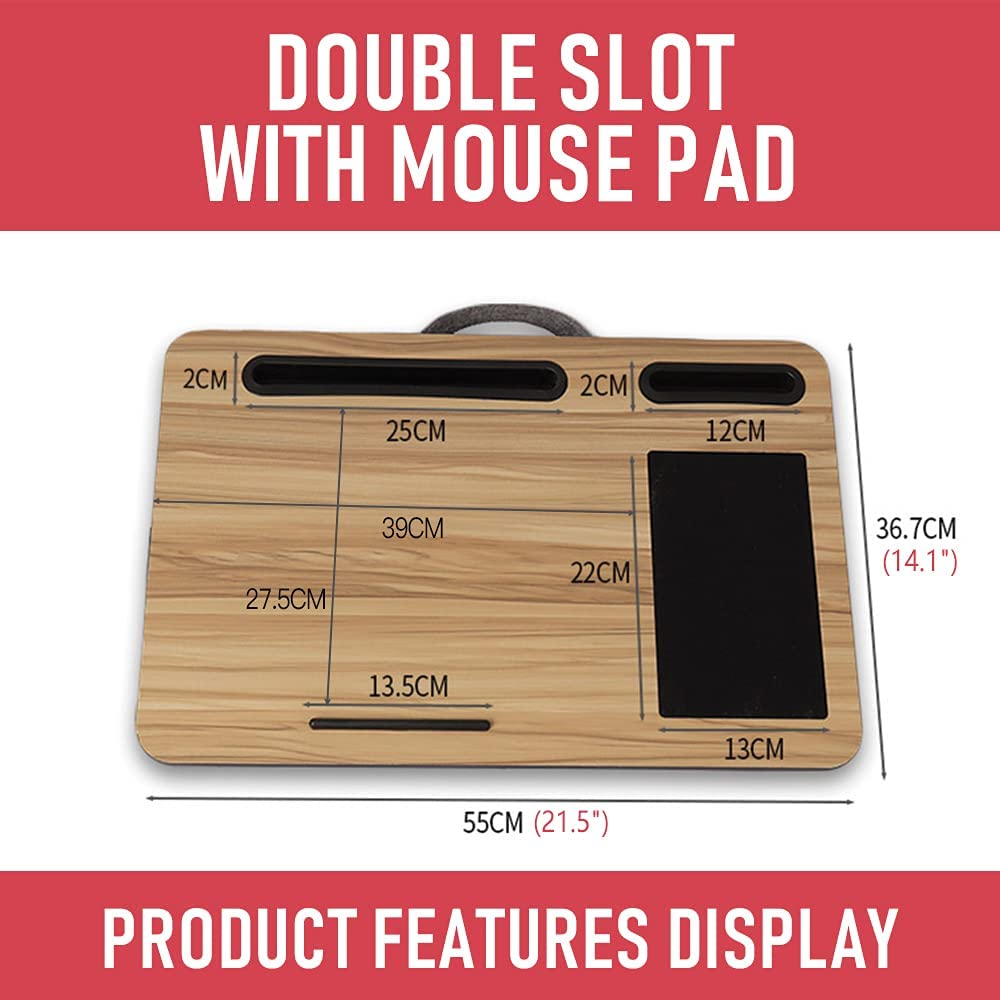 Multifunction Laptop Stand for Desk-Home Bed Sofa Lapdesk Lapgear-Fits up to 17" Laptop Desk-Built in Mouse Pad for Notebook, Macbook, Tablet- Laptop Table with Tablet, Pen & Phone Holder(Wood Grain)-Laptop Accessories Laptop Holder (Iron Grey Oak) image number 4