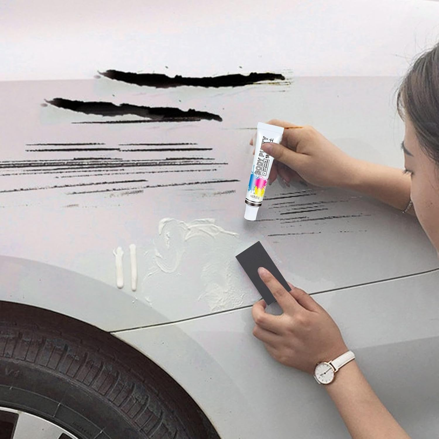 Car Body Repair Filler,Quick Drying Car Paint Putty for Scratch Repair | Car Detailing Supplies for Peeling Paint, Deep Scratches within 2MM Borato image number 2