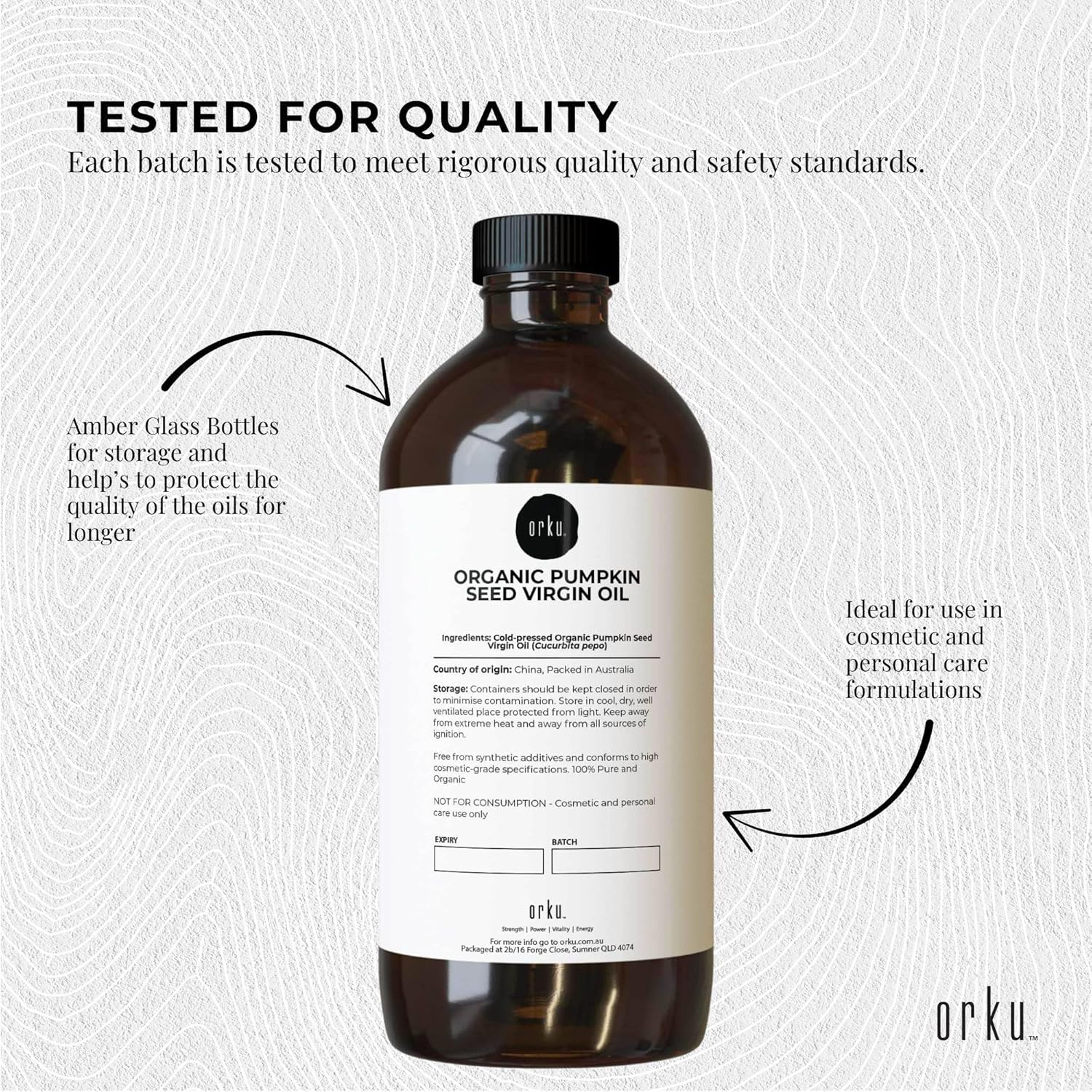 Orku 1L Organic Pumpkin Seed Oil &ndash; Virgin Cold Pressed Unrefined Cosmetic Gr. image number 2