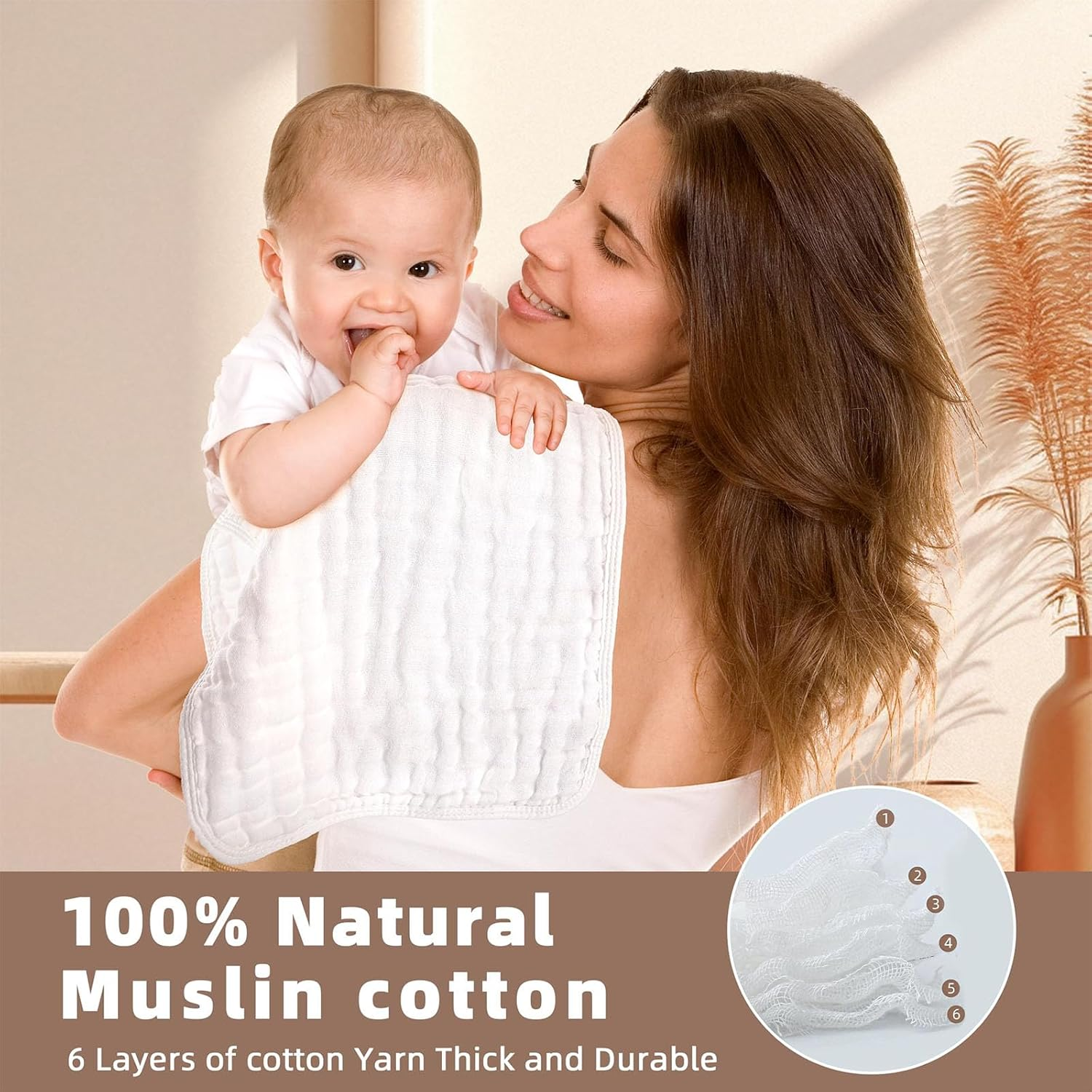 12 Pack Muslin Burp Cloths Sets for Baby - -100% Cotton Large 20'' by 10'' Premium Cotton Burping Rags for Newborn Ultra Soft and Highly Absorbent Unisex Spit up Rags Thicken Baby Washcloths image number 5