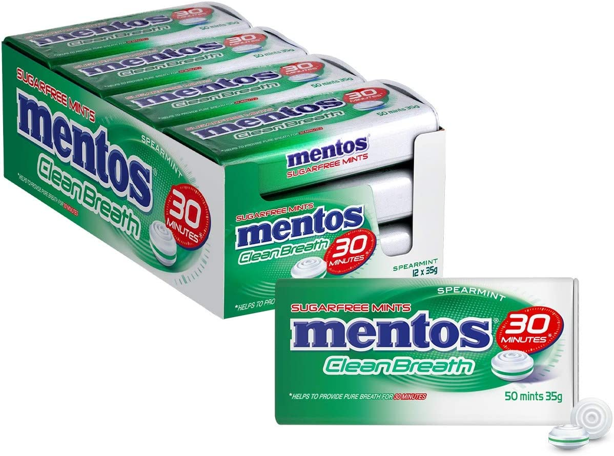 Mentos Clean Breath Mints,12 Tins, 12 X 35 Grams, Spearmint image number 3