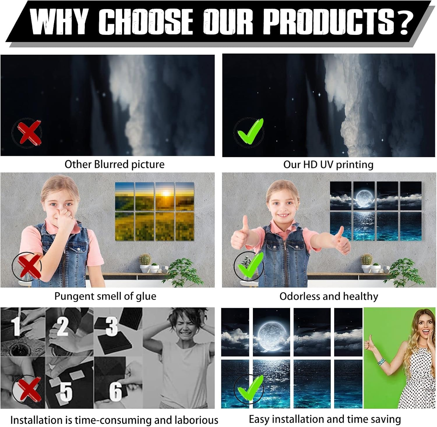 YPY Acoustic Panels, Soundproof Wall Panels: 8 Pack 12'' X 16'' Decorative Sound Proofing Padding Self Adhesive Acoustical Treatment Better than Noise Absorbing Foam 12''X16''X8 image number 3