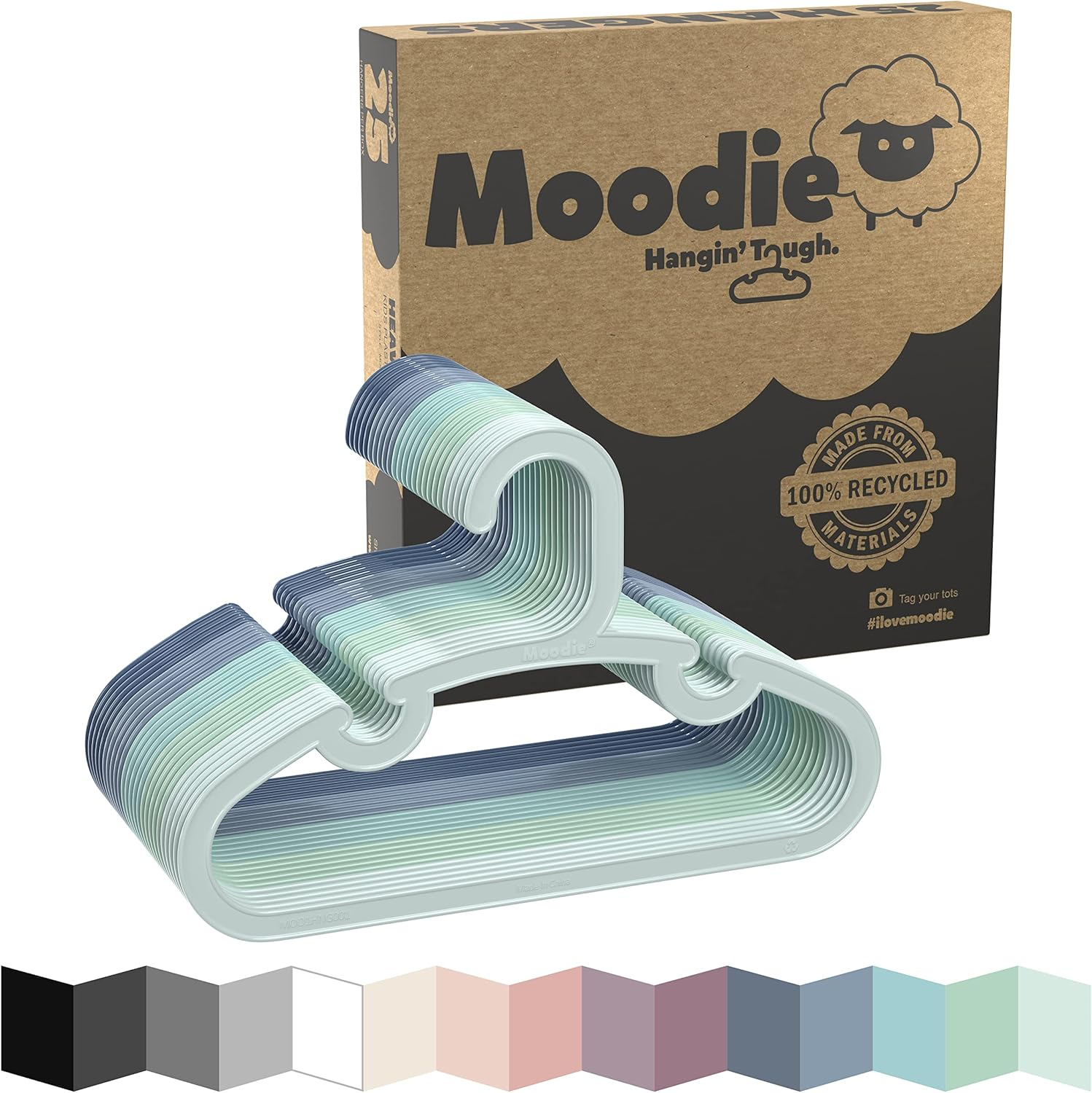 Recycled Plastic Kids Hangers | 13.5" Heavy Duty Kids Clothes Hangers | Bulk Pack Childrens Hangers, Large Child Hangers | Toddler Hangers (2-12Yrs | 25 Pack, Blues)