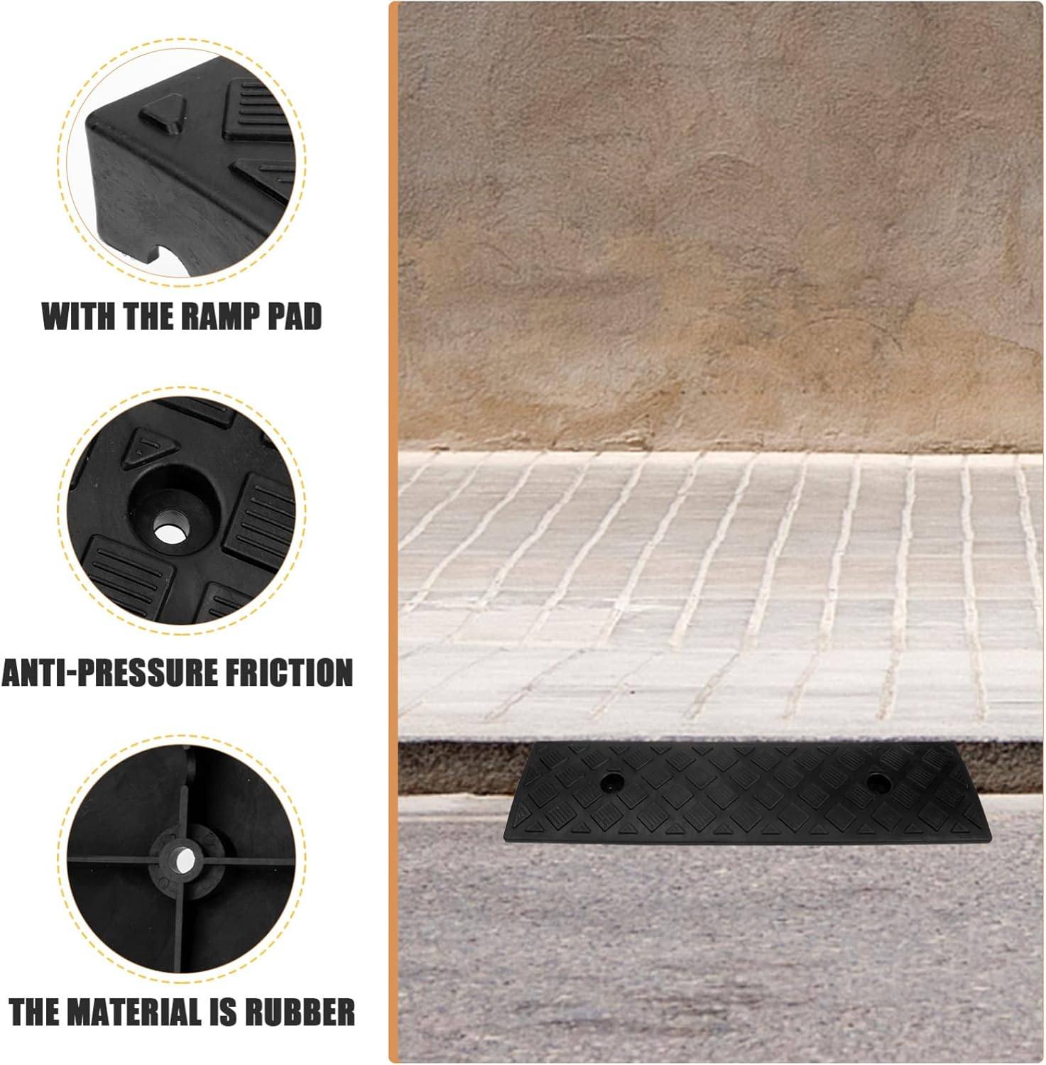 Tofficu Step Mat Slope Mat Threshold Bridge Track Ramp Portable Curb Ramp Car Ramp Wheelchair Ramps Homes Structure Driveway Heavy Duty Ramp Auto Metal Outdoor Rubber High Lift