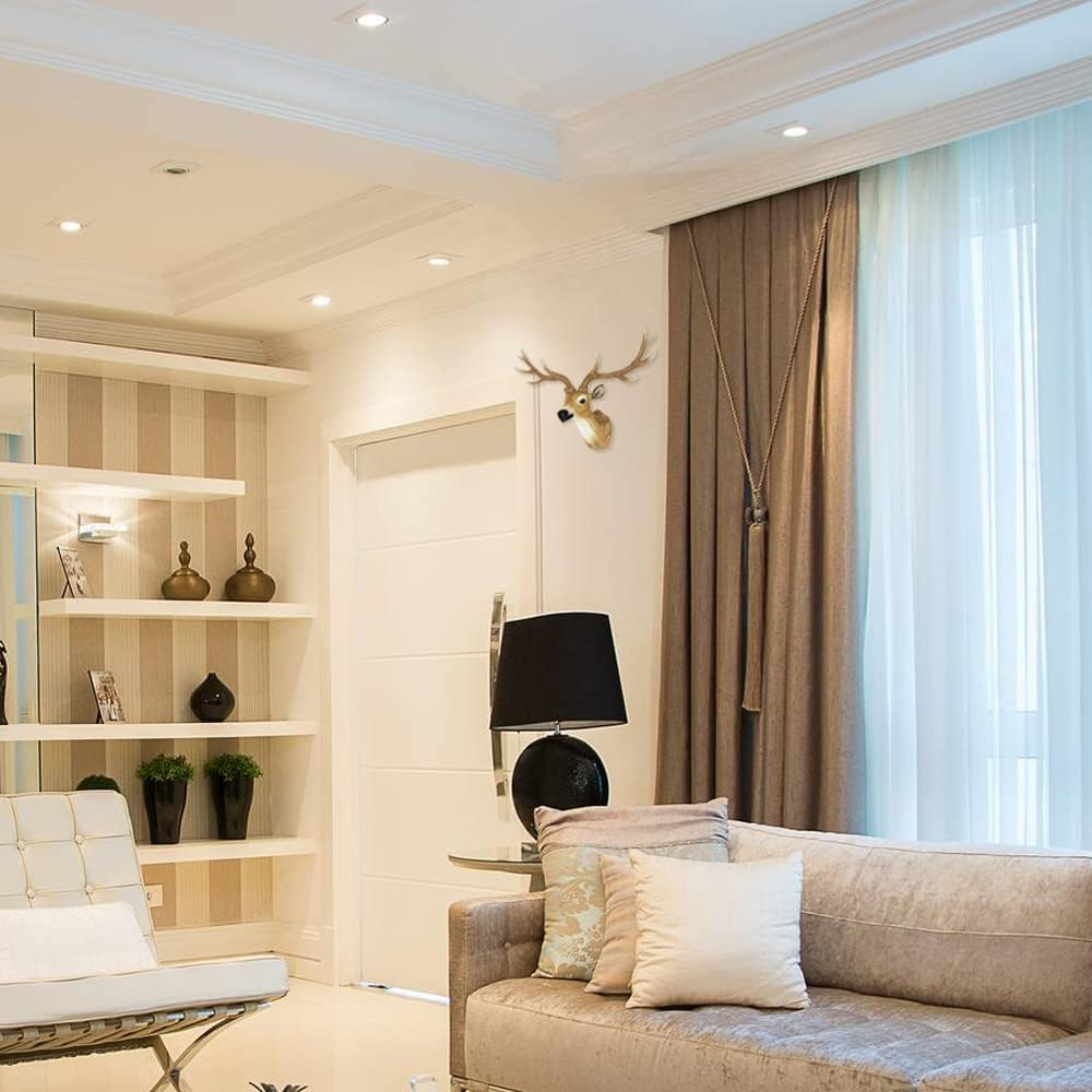 Keygift Deer Head Wall Decor 20 Inch Realistic Brown Deer Antler Wall Sculpture Faux Taxidermy Resin Animal Head Wall Mount image number 4