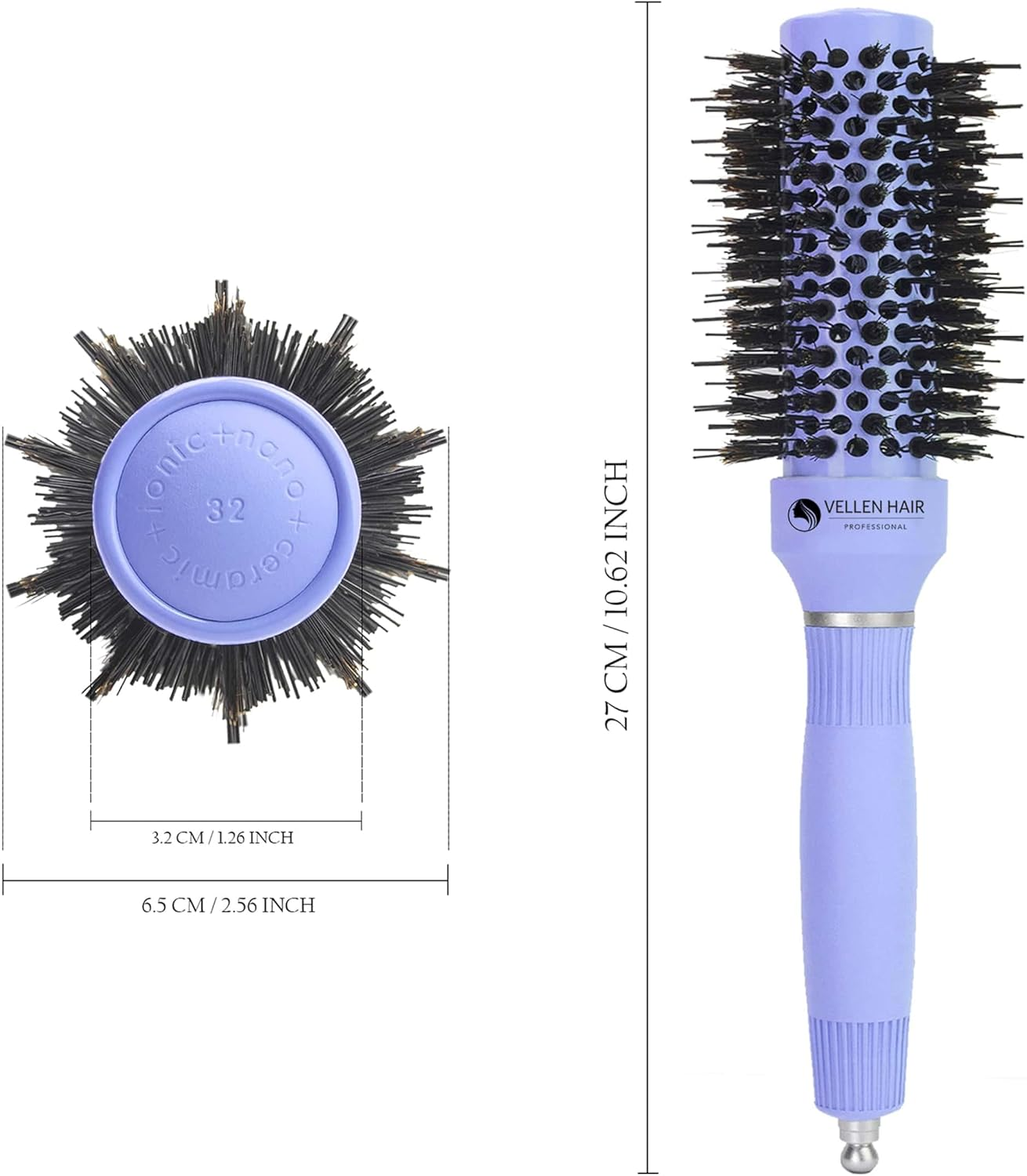 Large round Hot Curling Brush for Blow Dry Styling, Hair Brushes for Women, Curly Hair Brushes, Long Hair Brushes, Mini Hair Brushes (Violet, 1.3 Inch)