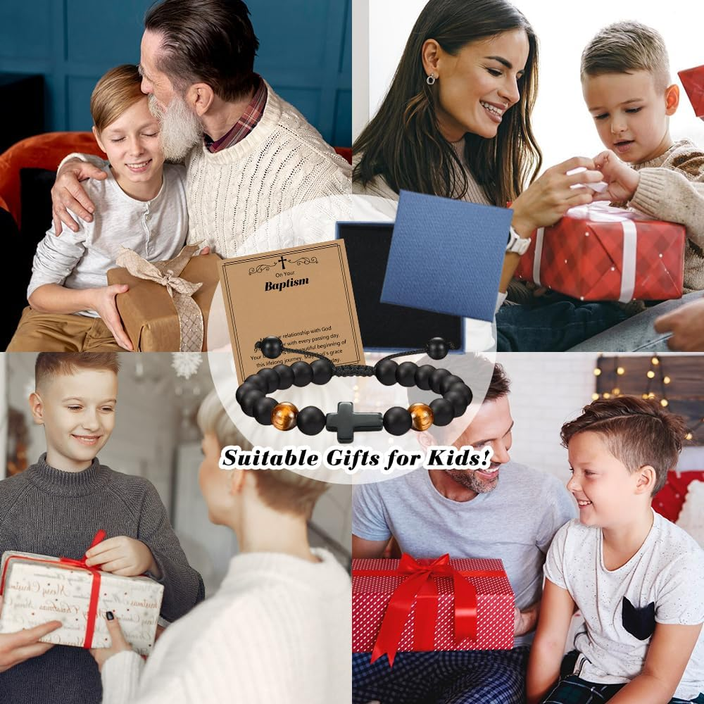 Braided Rope Cross Christian Bracelet, Baptism Gift for Boys & Girls, Christening, First Holy Communion, Adjustable Size (6-13 Inches), Unisex - Style2 image number 6