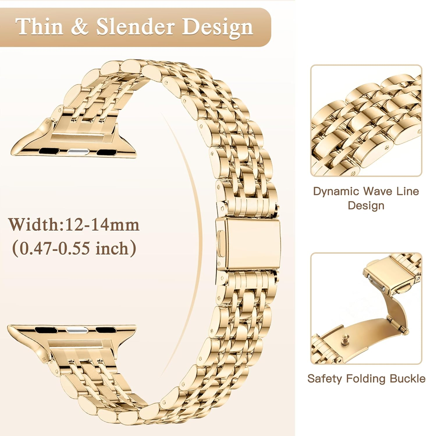 Calina Stainless Steel Band and Case Compatible with Apple Watch Bands 42Mm(Series 11 10) 41Mm 40Mm Series SE 11 10 9 8 7 6 5 4, Slim Bracelet for Apple Watch Strap with Screen Cover, Metal Iwatch Band for Women image number 3