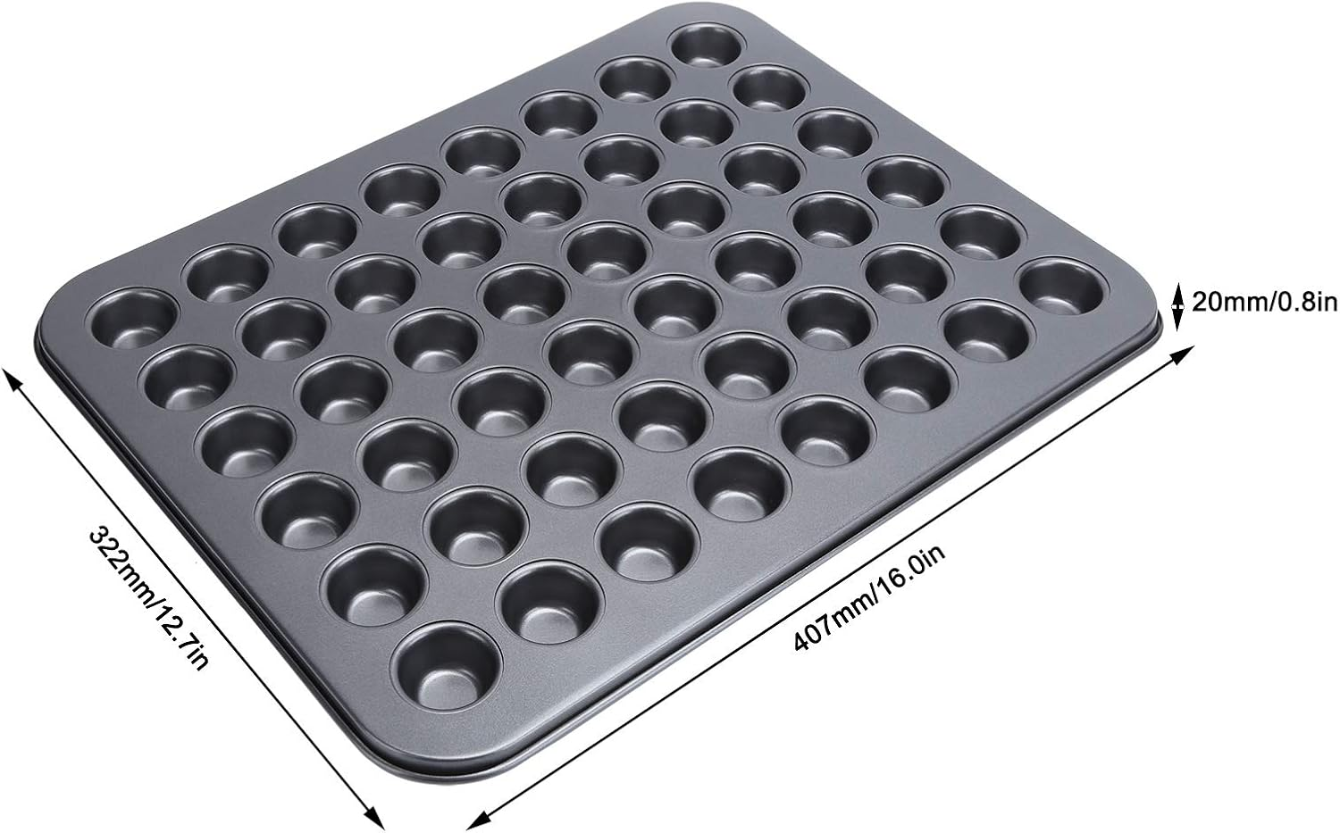 48 Cup Cake Pan, Non Stick Mini round Cupcake Pan Tray Carbon Steel Muffin Tin Baking Bakeware with Easy Release Coating for Evenly Heated Food Material image number 5