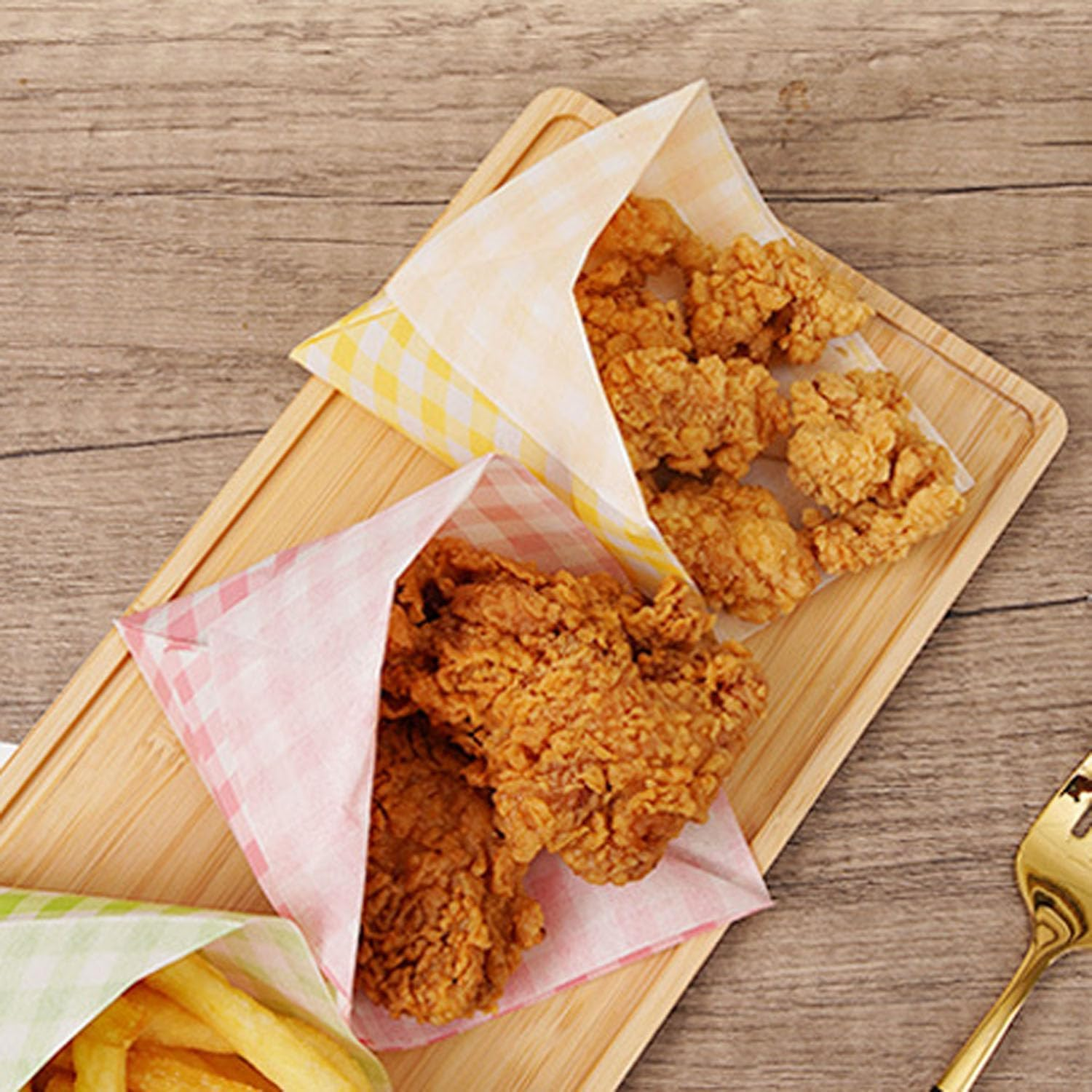 100 Pcs Deli Paper Sheets,Checkered Food Grade 18X18Cm Greaseproof Paper Sheets,Dry Waxed Baking Deli Paper,Square Food Basket Liners for Sweets Cakes Sandwich Hamburger Bread (Yellow) image number 5