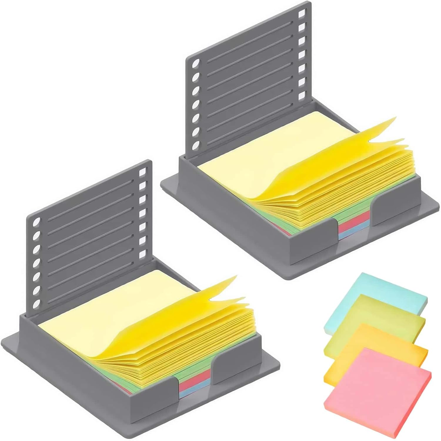 ARREBOL 2 Pack Sticky Note Holder with Stencil, Post It Notes Dispenser, Line Template, and List Maker for Office, Home, School (Grey) image number 4