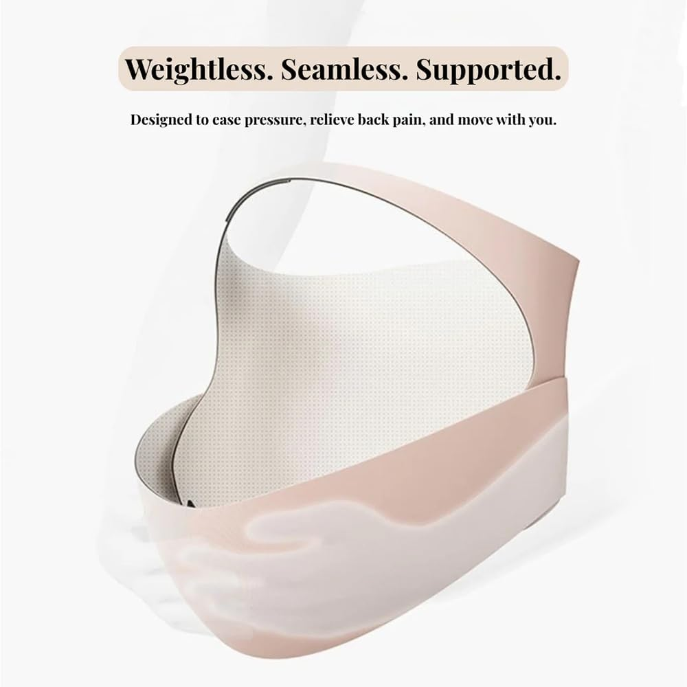 Elevara Belly Band - Eliminating Back & Pelvic Pain, Pregnancy-Safe Materials,No Rolling or Sliding,Stays in Place All Day (Skin Tone,L) image number 3