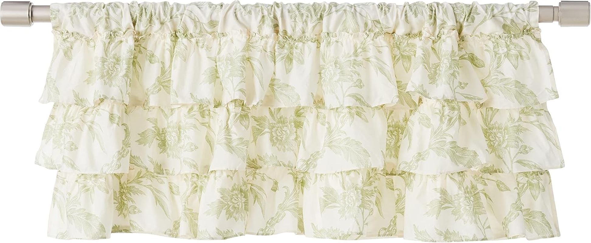 Laura Ashley Home - Cotton Pole Top Valance, Stylish & Lightweight Window Treatment for Home Decor (Natalie Sage, 50" X 18") image number 3