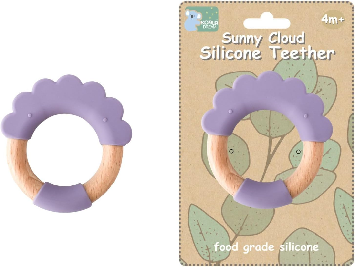 Koala Dream - CA3021B Silicone TEETHER Cloud Purple - Natural Timber and Bpa-Free Silicone image number 3