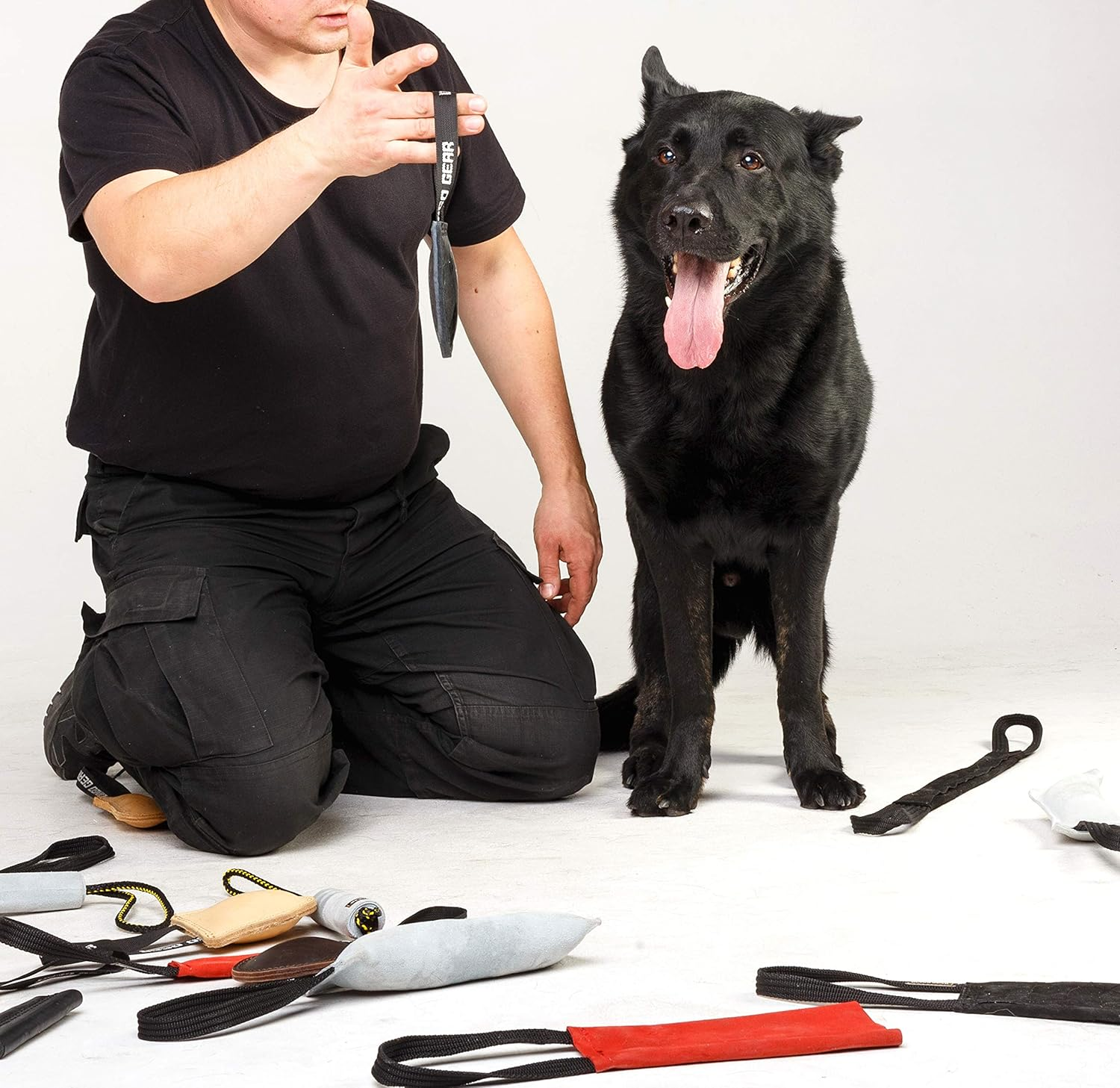 Dingo Gear Bite Tug Genuine Leather Handmade Tough Toy for K9 Dog Training and Play S00229, Black