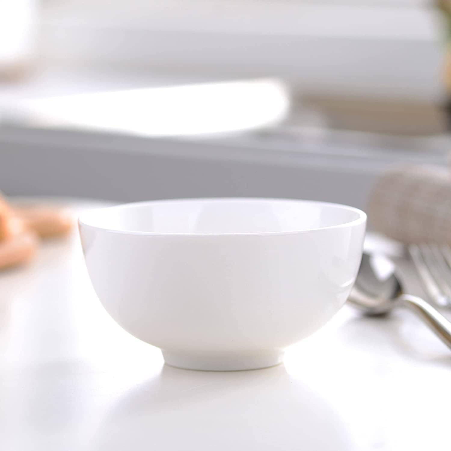 HUIRUMM Cereal Bowl, Set of 8 round Dish Bowls,780Ml Soup Bowl for Cereal/Soup/Rice/Desserts/Ice Cream/Breakfasts, Dishwasher & Microwave Safe, Series Regular- White image number 6