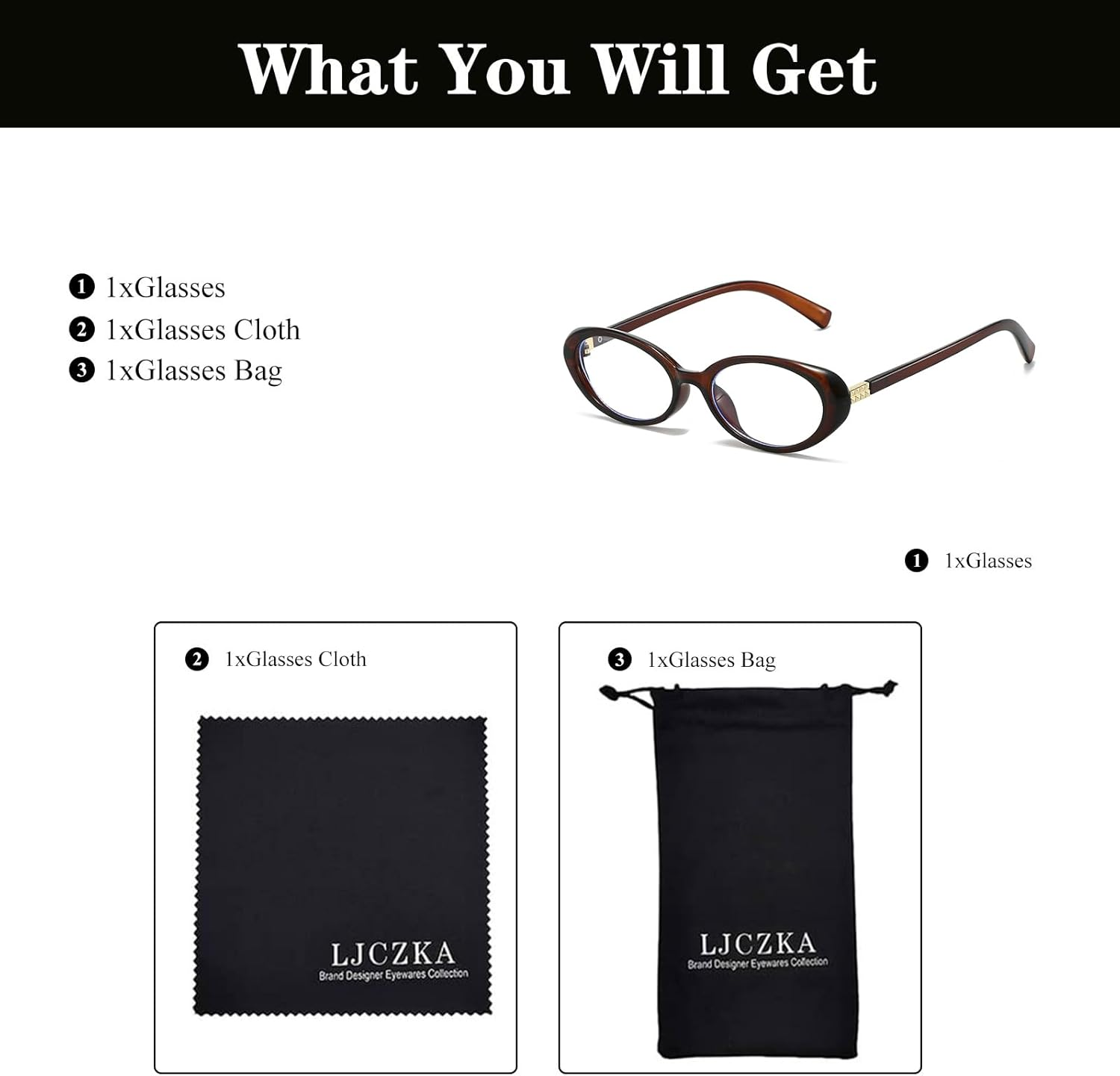 LJCZKA Oval Blue Light Glasses for Women Oval Computer Glasses anti Eyestrain Headache Trendy Y2K Shades for Reading Texting Gaming - 0 X, Black image number 2