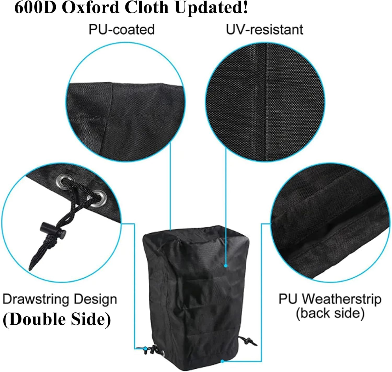 600D RV Electric Tongue Jack Cover,With Windproof Cord,Universal Trailer Jack Protective Tarpaulin Tarp Black Cover for Camper Travel Trailer Protector Parts Outdoor Accessories