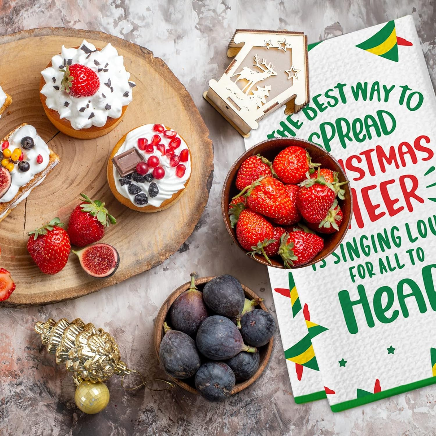 Funny Christmas Kitchen Towels, 2 Pack Buddy the Elf Dish Towels, Cute Merchandise Gift Hand Towels, Kitchen Bathroom Decorations, Novelty Xmas White Elephant Gifts for Women Men image number 2