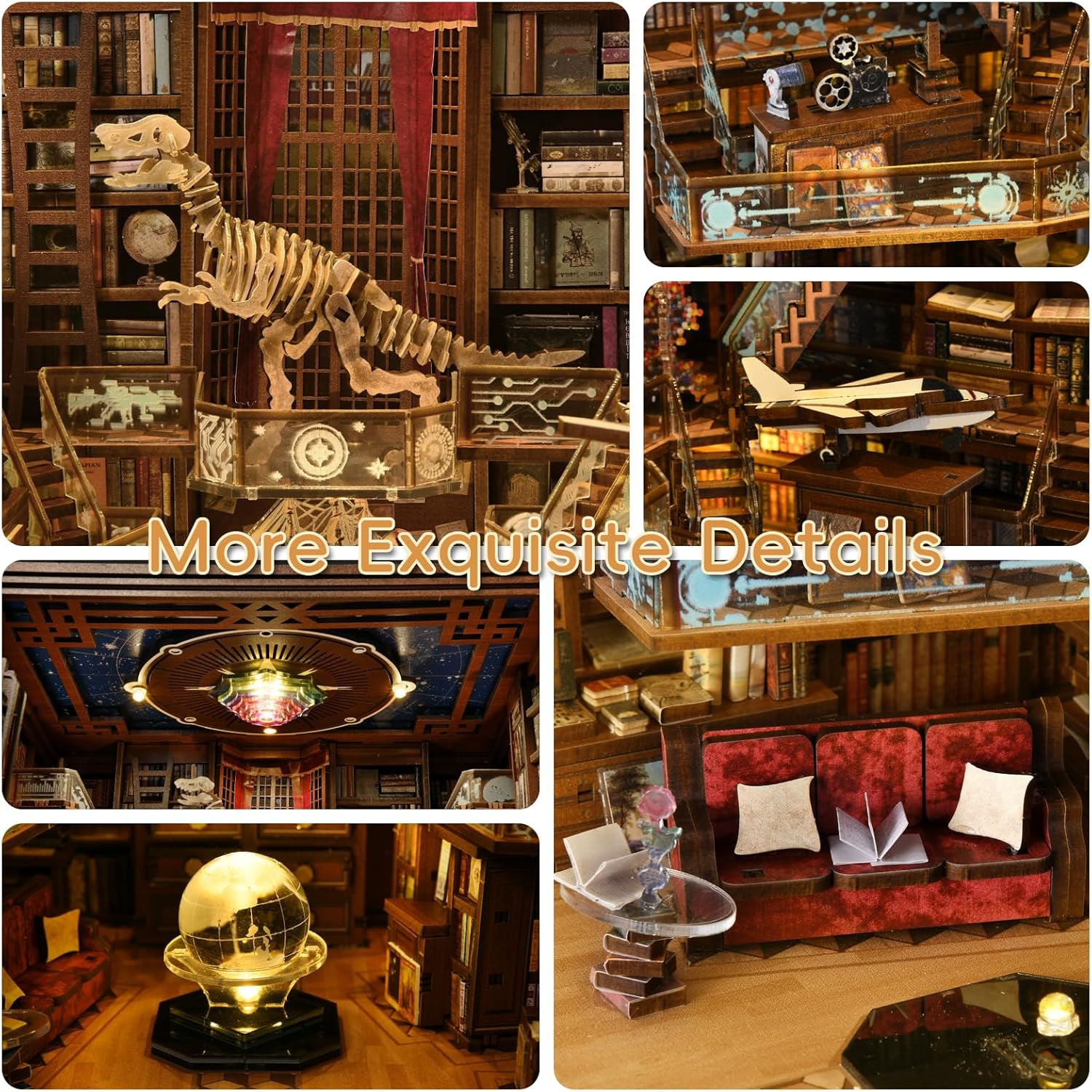 Book Nook Kit, DIY Miniature Dollhouse Booknook Kit, 3D Wooden Puzzle Bookend Bookshelf Insert Decor with LED Light for Teens and Adults(Beyond Library Max) - Phantom Of The Opera image number 6