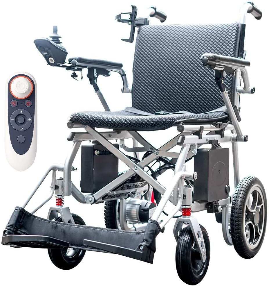 "Equipmed Power Electric Wheelchair, Airline Approved Wheelchair, Extra Lightweight, Long Range, Lithium Batteries, Silver" image number 4