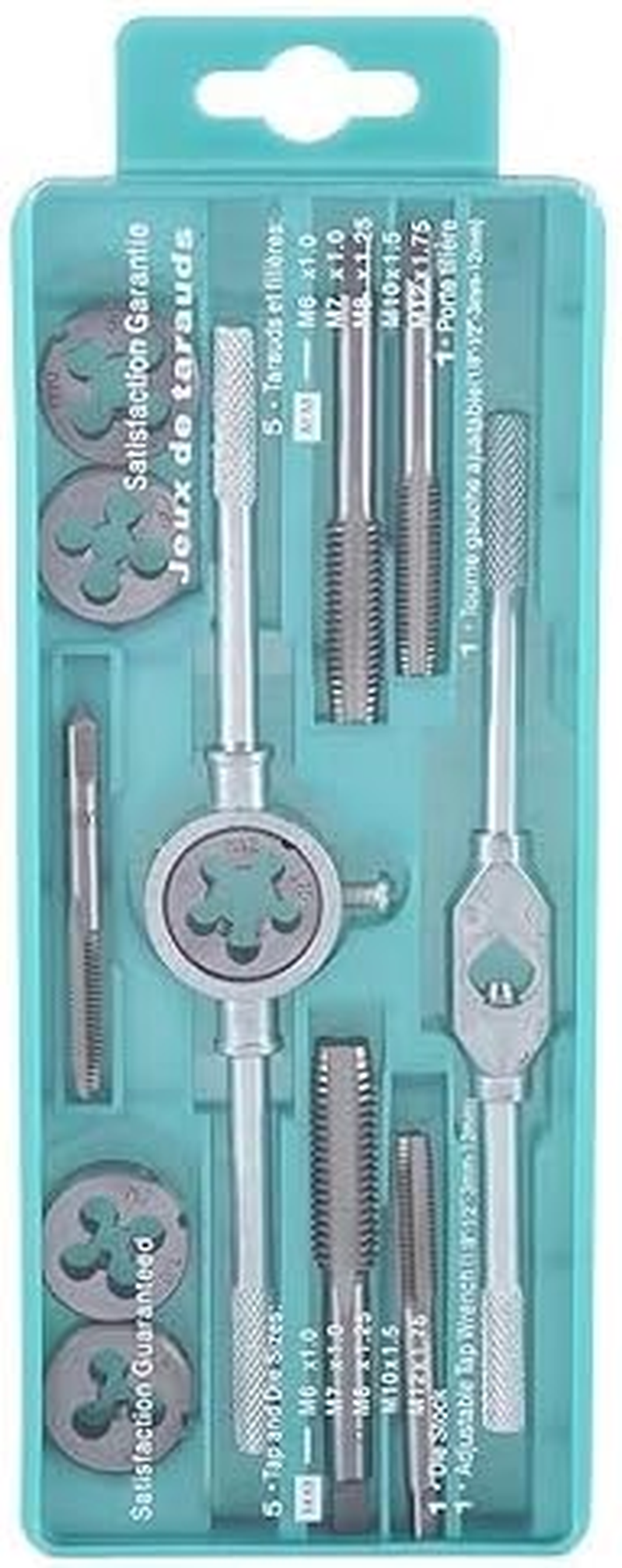 Metric Tap & Die Set Tap and Die Set, 12Pcs M6- Screw Nut Thread Taps Dies with Wrench Handle Hand Tool Kit image number 3