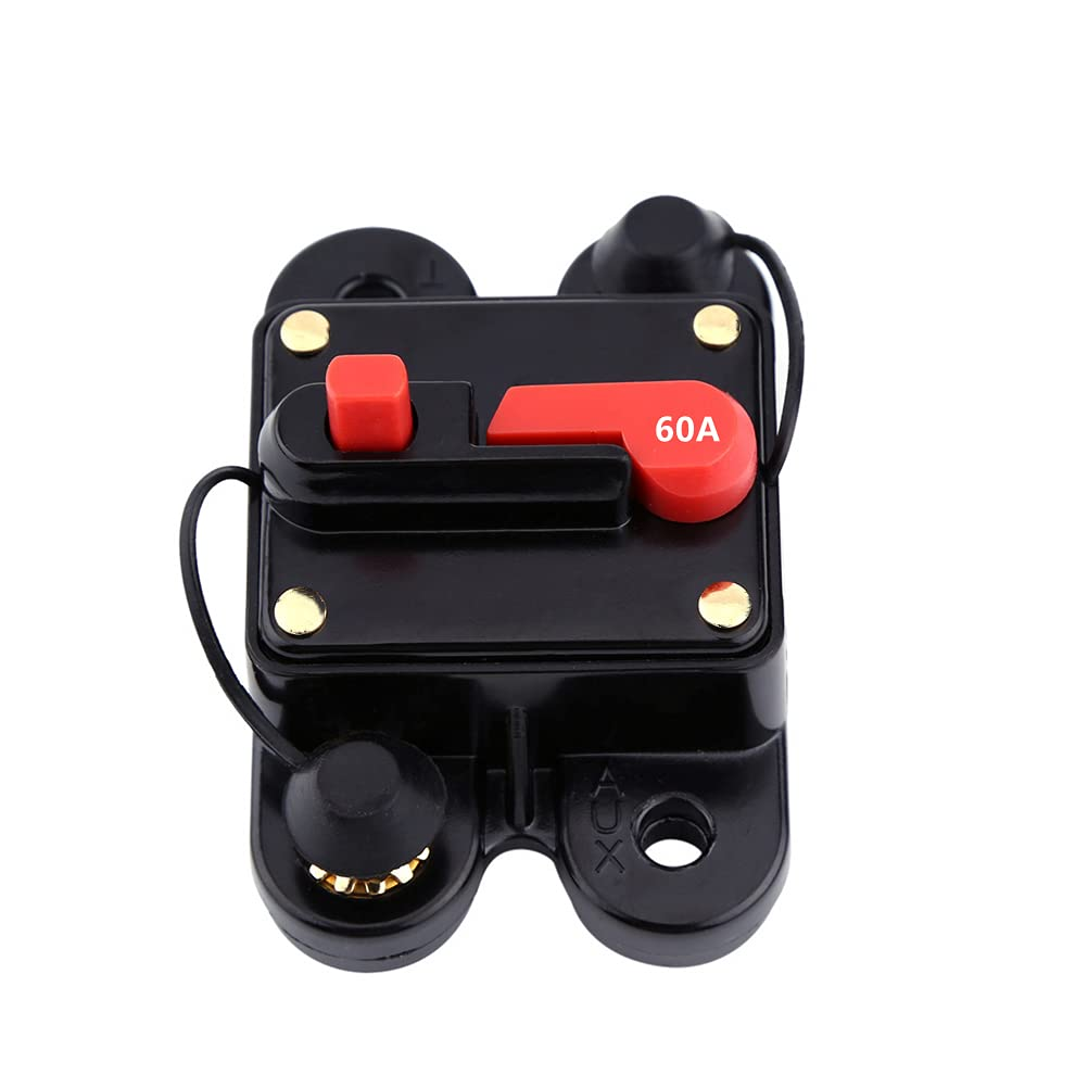 DC 12V-24V 60A/100A/200A Manual Reset Circuit Breaker Suitable for Car and Boat Audio Stereo Video Current Overload Protector (60A) image number 5