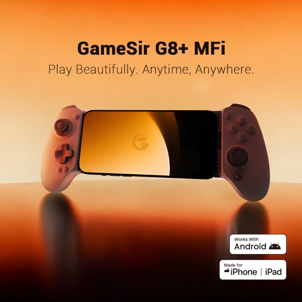 Gamesir G8+ Mfi Wired Mobile Game Controller for Iphone, Ipad & Android|Mfi Certified |Type-C Plug-In|125&ndash;215Mm Extendable|Hall Effect Sticks|Low Latency|Passthrough Charging|Swappable ABXY | Gray