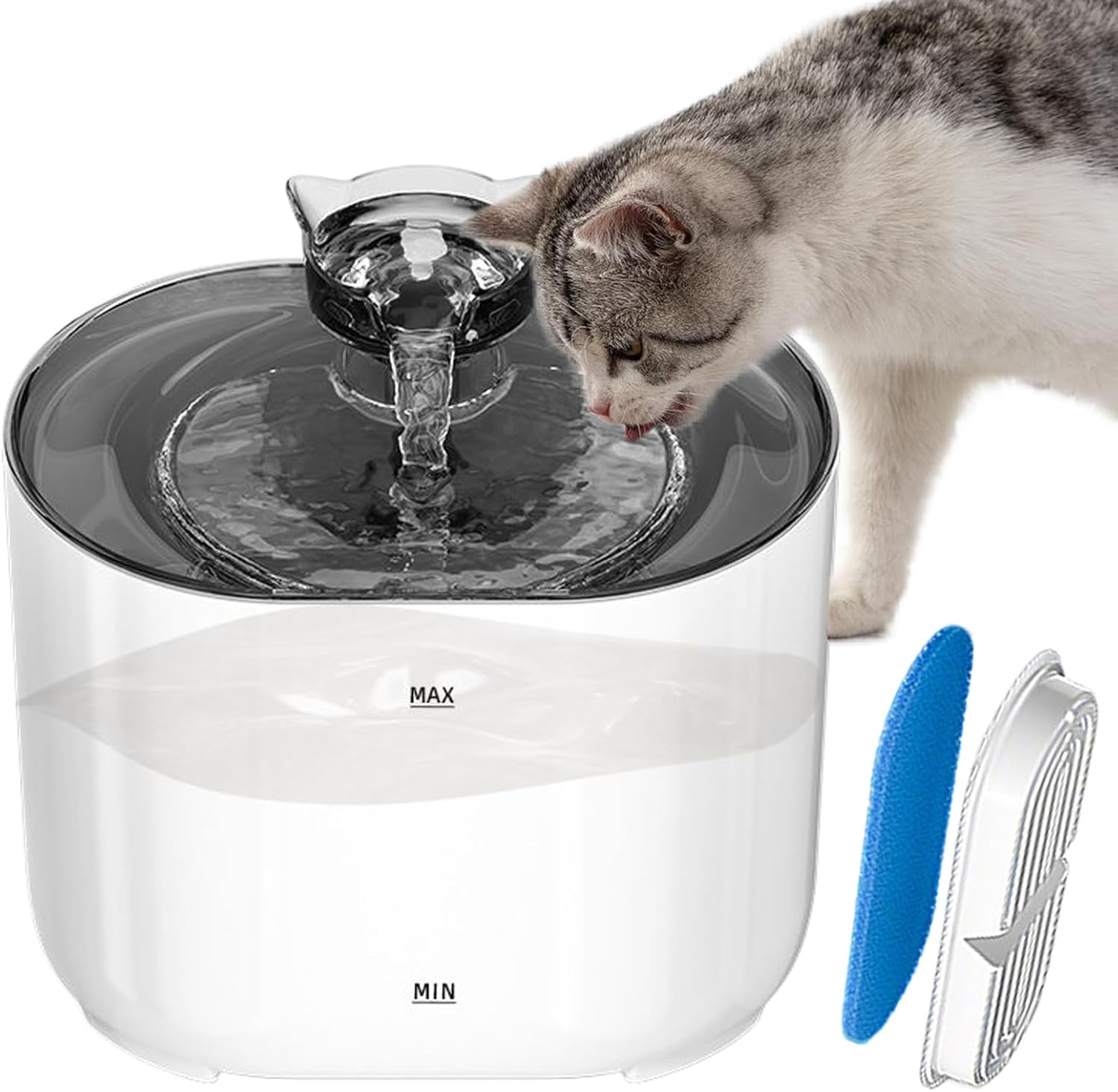 Huayeex Pet Drinking Fountain - Cat Running Water Dispenser Fountain with Filter - Quiet Multiple Pets Dog Waterer Drinking Bowl for Indoor Home Short Trip Travel Outing image number 2